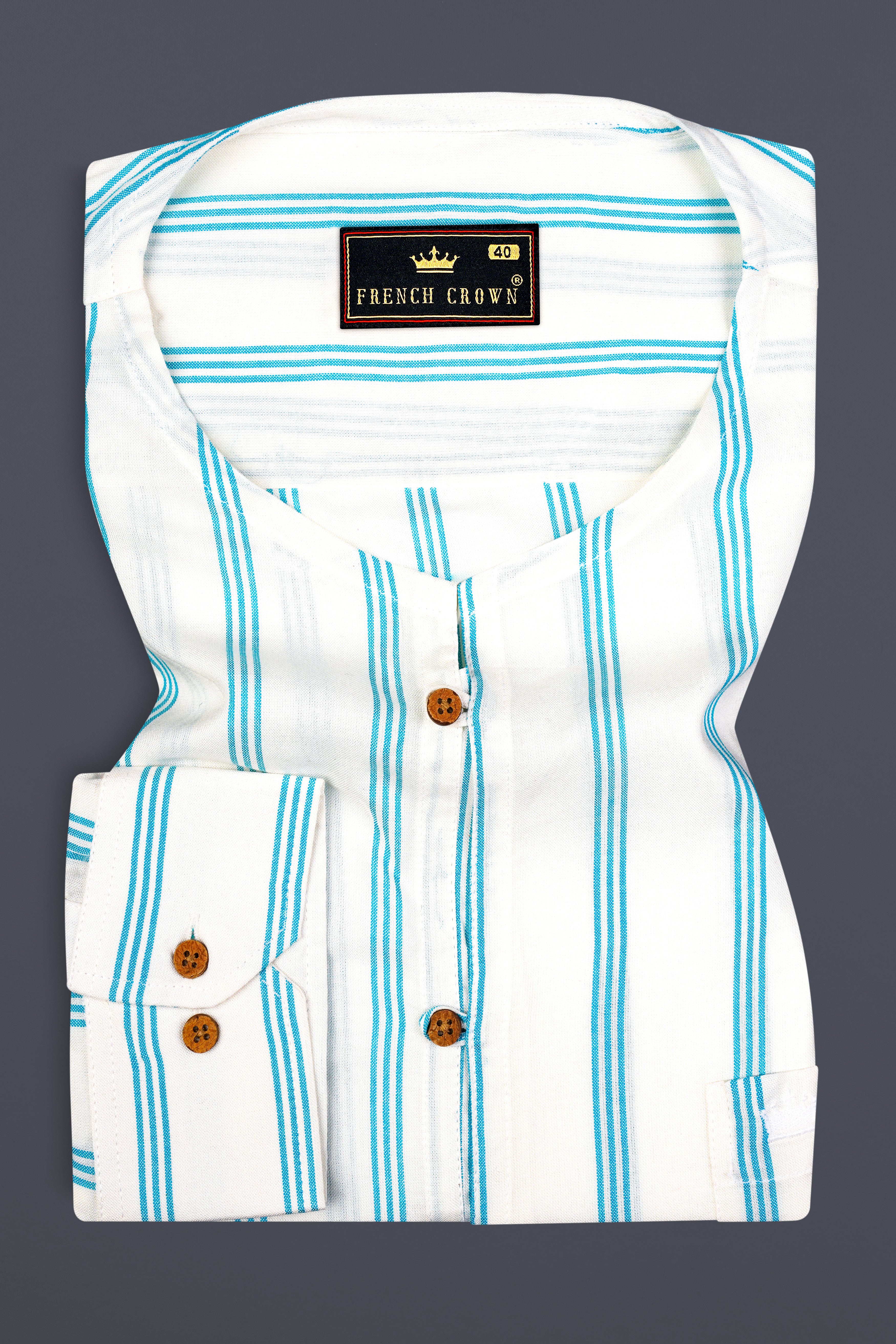 Bright White Striped Premium Tencel Kurta Shirt