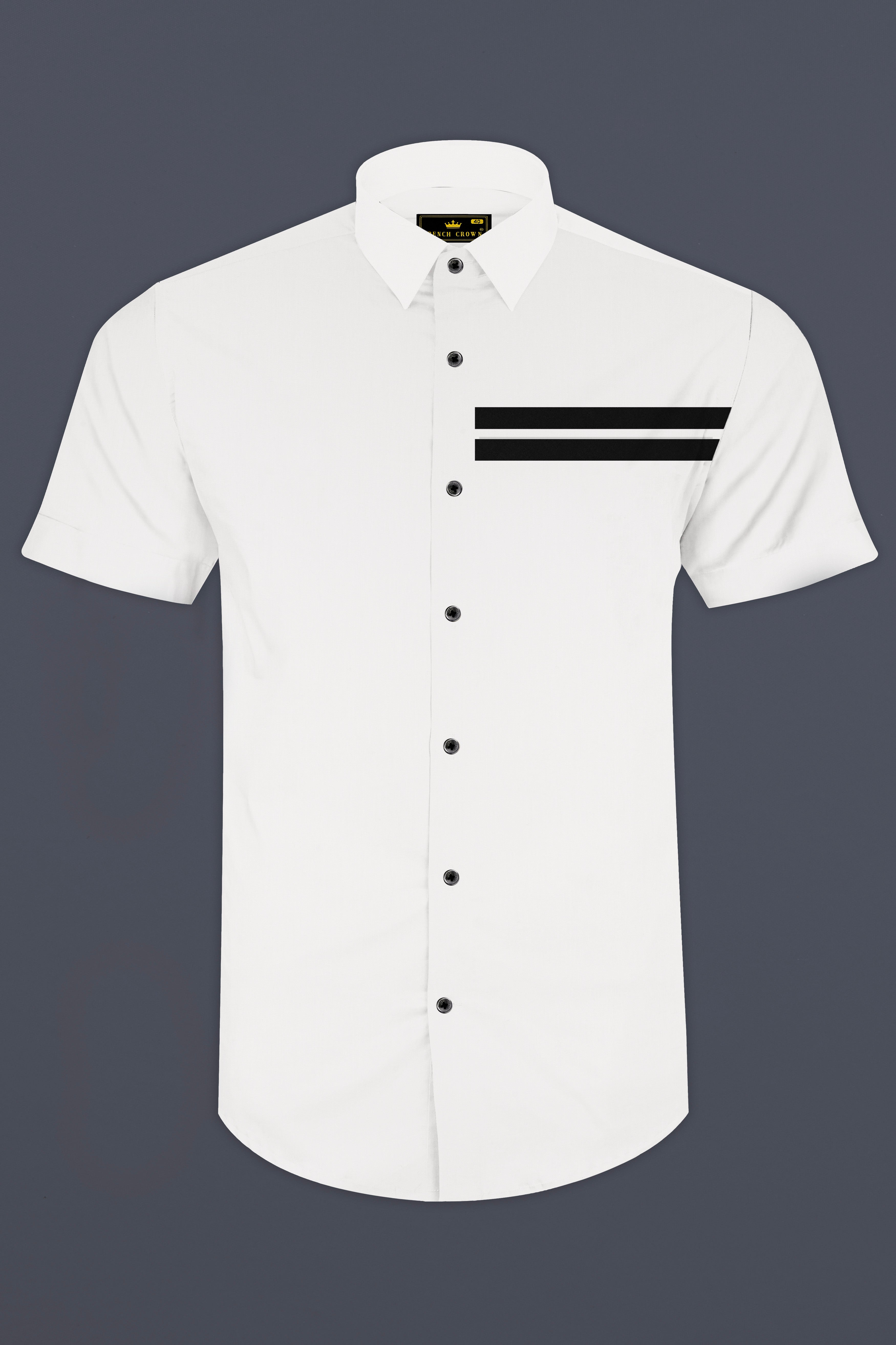 Bright White Subtle Sheen with Black Half Striped Super Soft Premium Cotton Designer Shirt Bright White Subtle Sheen with Black Half Striped Super Soft Premium Cotton Designer Shirt