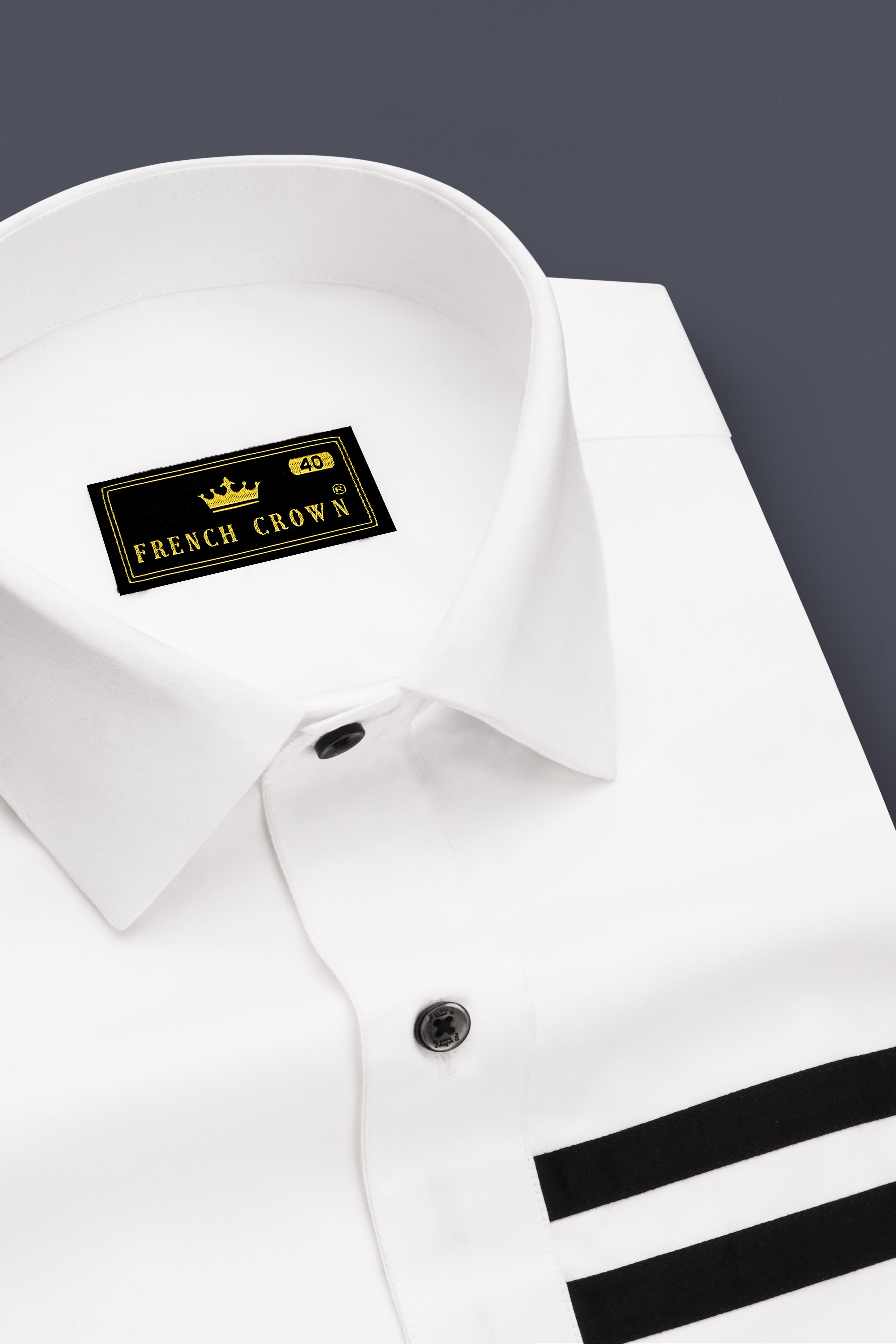 Bright White Subtle Sheen with Black Half Striped Super Soft Premium Cotton Designer Shirt
