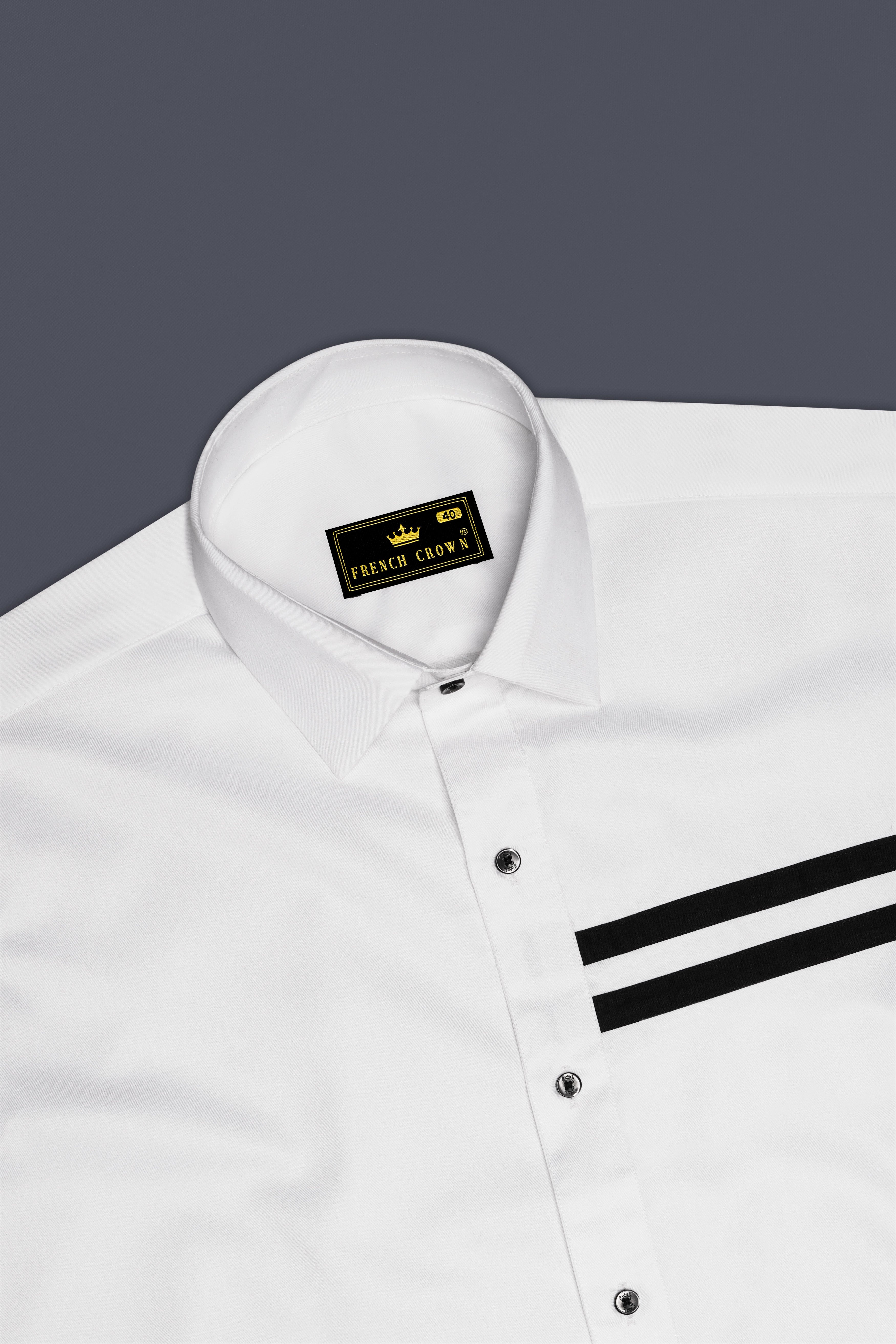 Bright White Subtle Sheen with Black Half Striped Super Soft Premium Cotton Designer Shirt