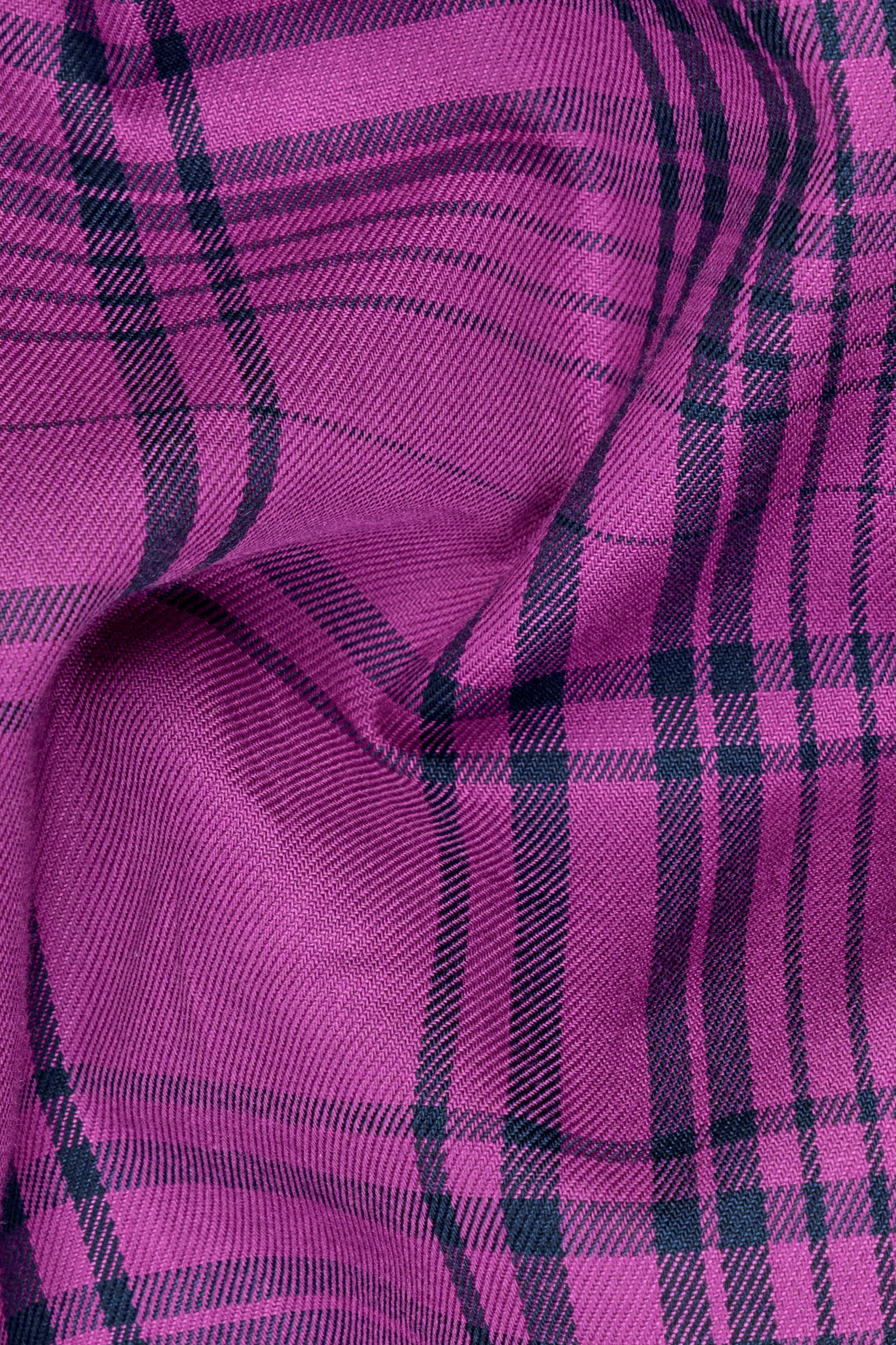 Byzantium Purple and Cyprus Blue Plaid Twill Textured Premium Cotton Shirt