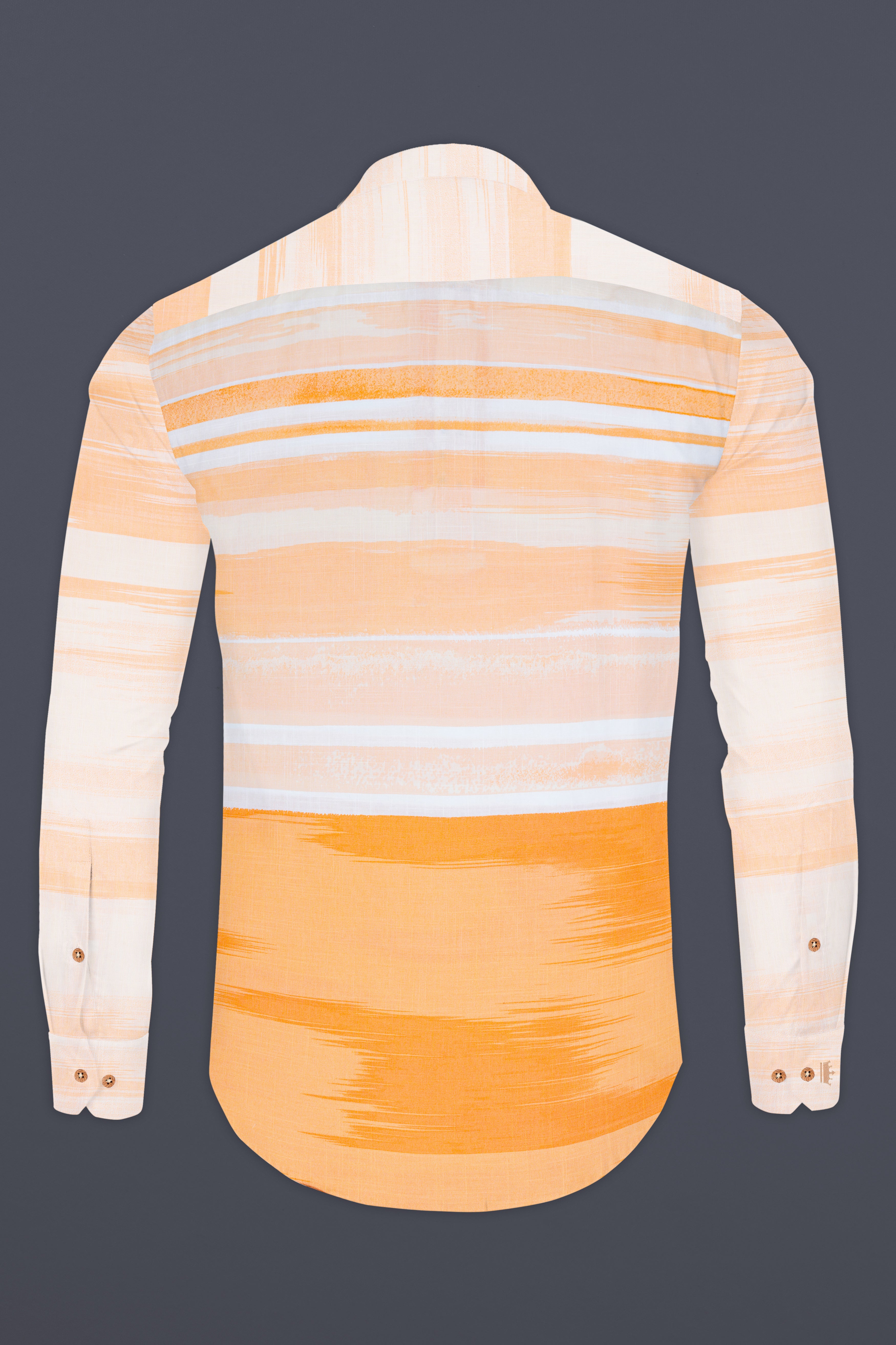 Neon Carrot with white irregular Striped Premium Cotton Kurta Shirt