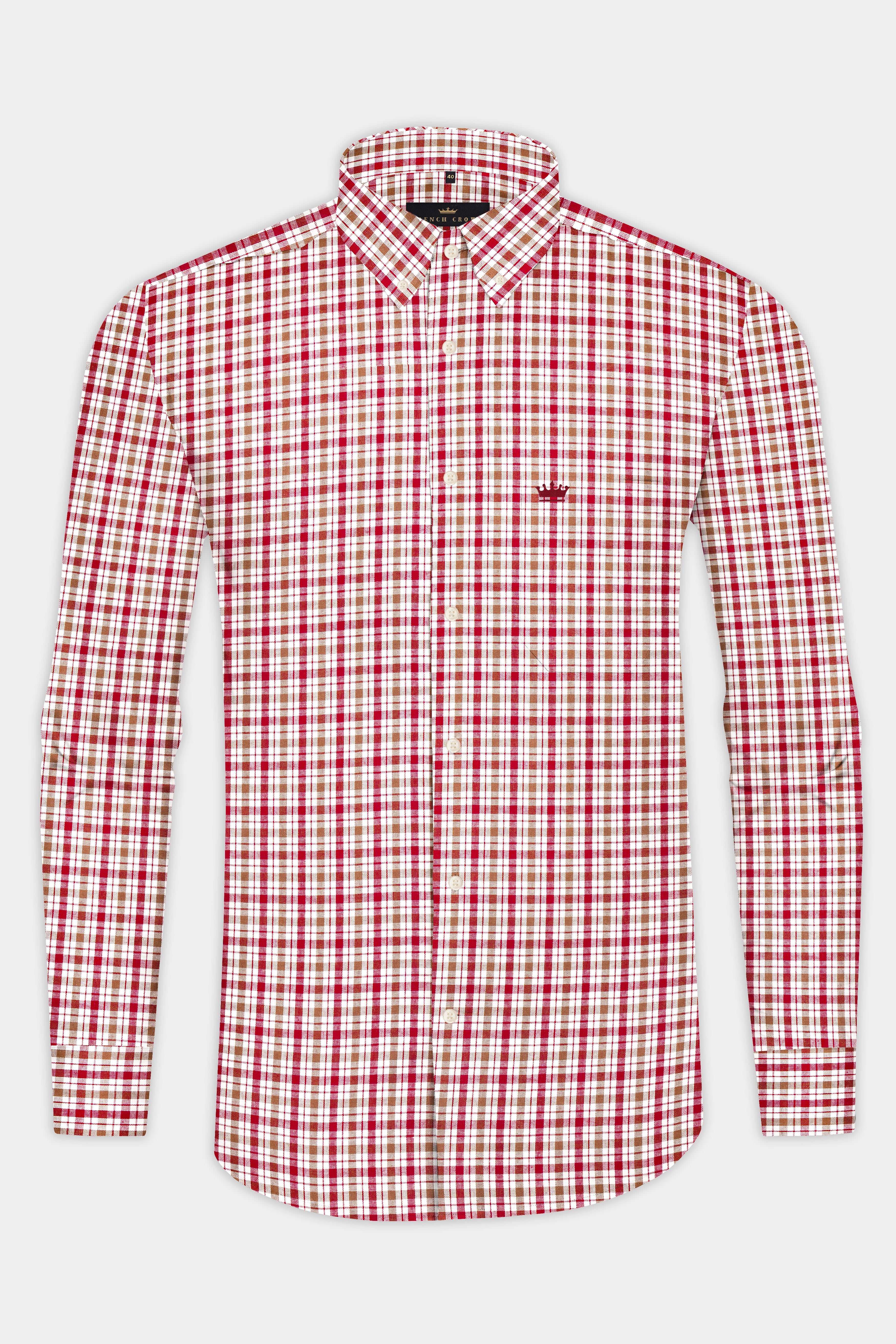 Raspberry Pink with Mocha Brown Checked Royal Oxford Shirt