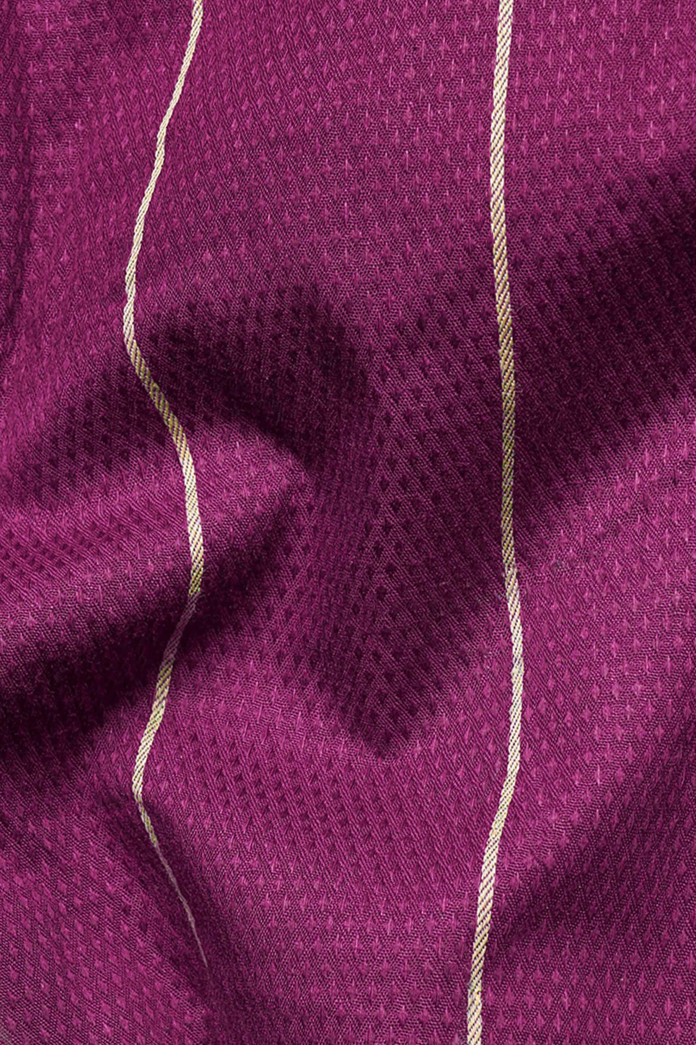 Royal Heath And Tumbleweed Striped Dobby Textured Premium Giza Cotton Shirt