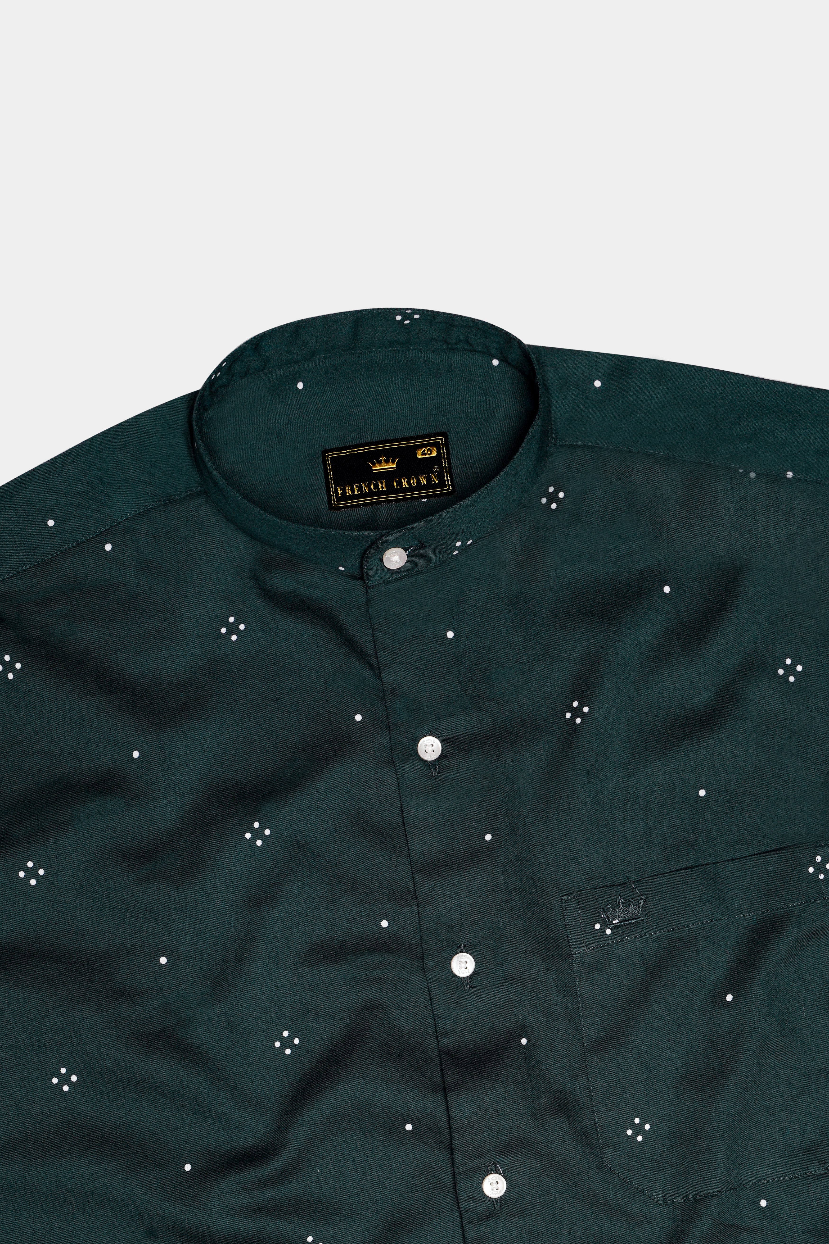 Limed Spruce Green Dotted Super Soft Premium Cotton Shirt