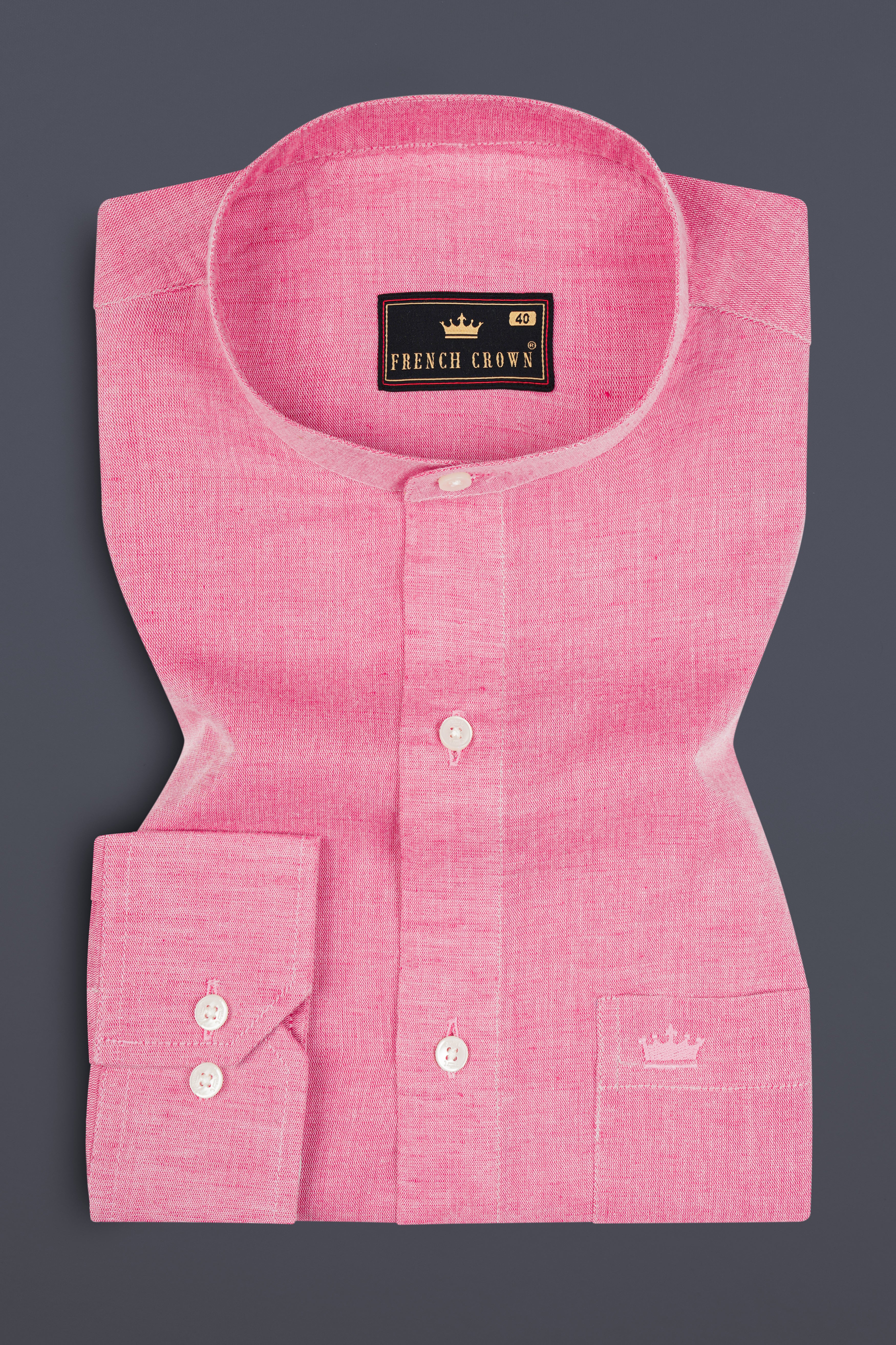 Petite Pink Luxurious Linen Shirt