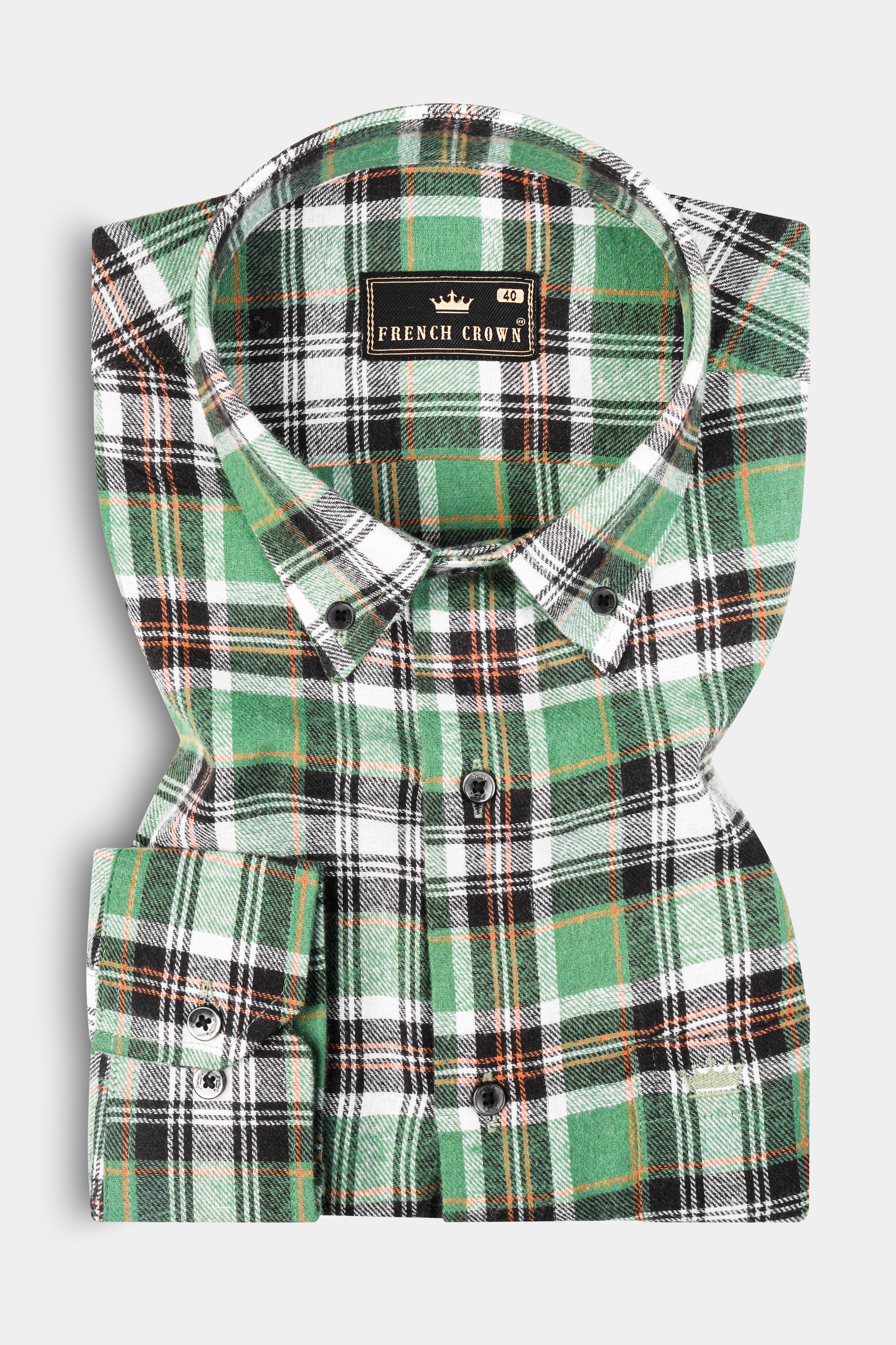 Amulet Green and off white Plaid Flannel Shirt