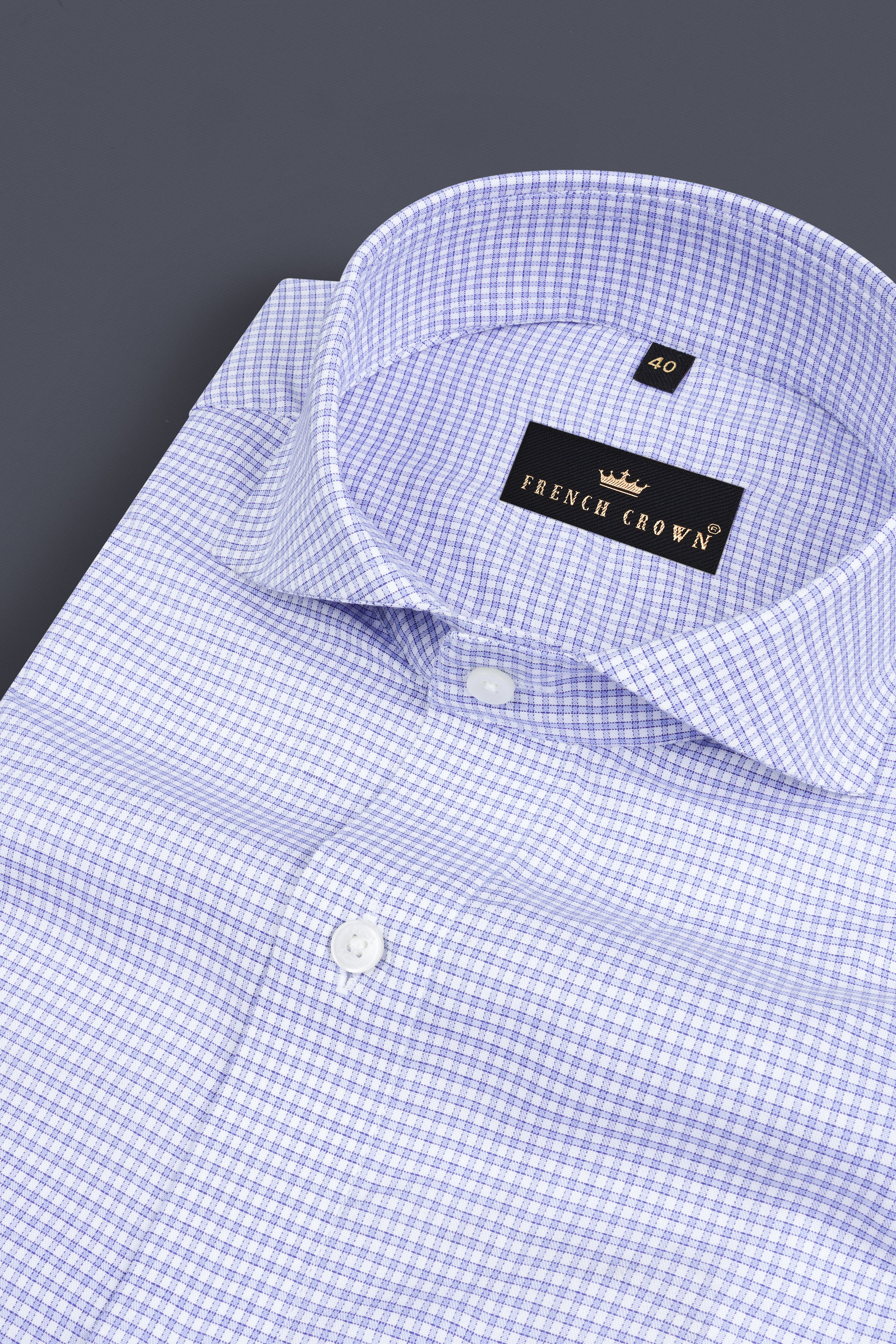 White and Wistful Blue Checkered Premium Cotton Shirt