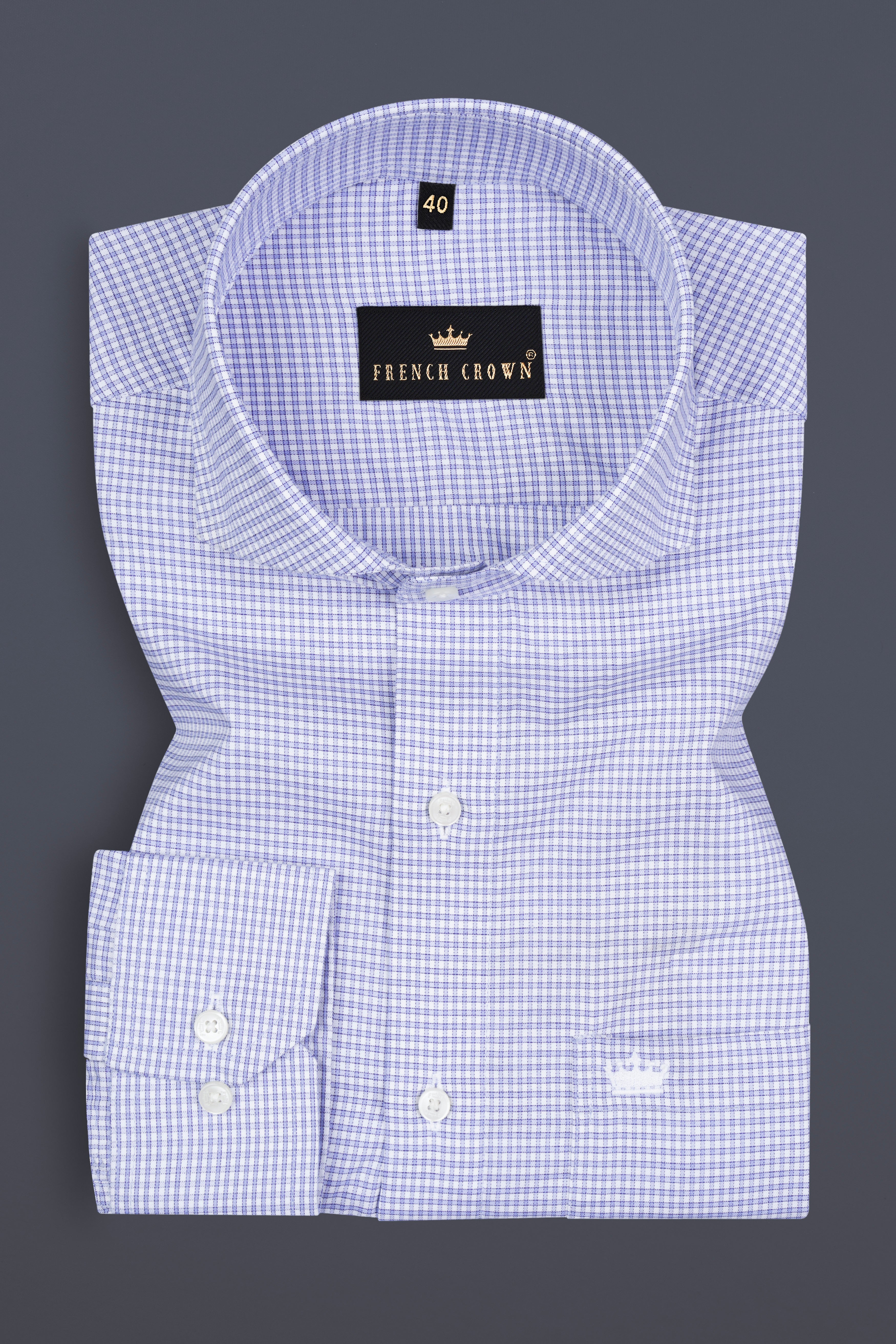 White and Wistful Blue Checkered Premium Cotton Shirt