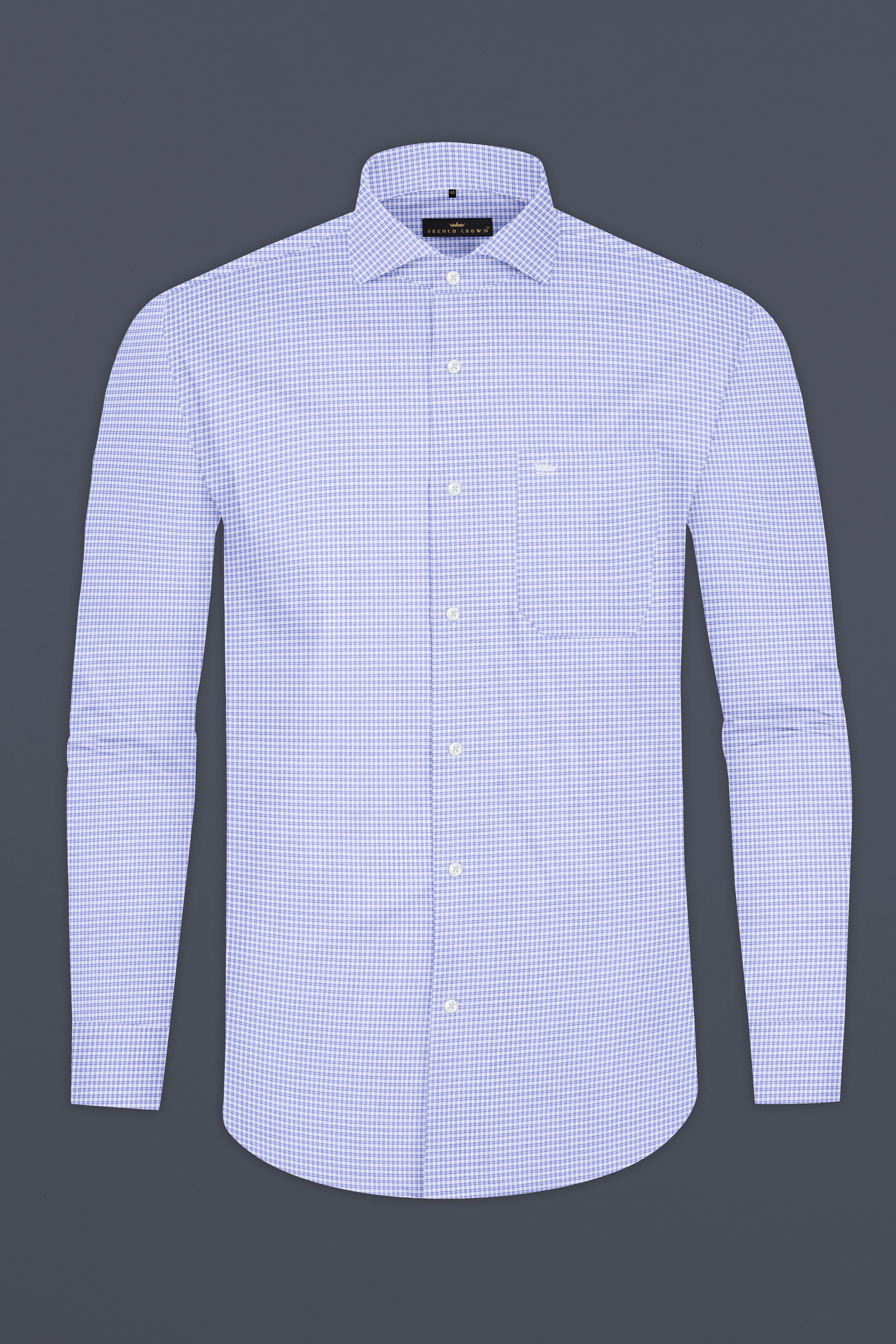 White and Wistful Blue Checkered Premium Cotton Shirt