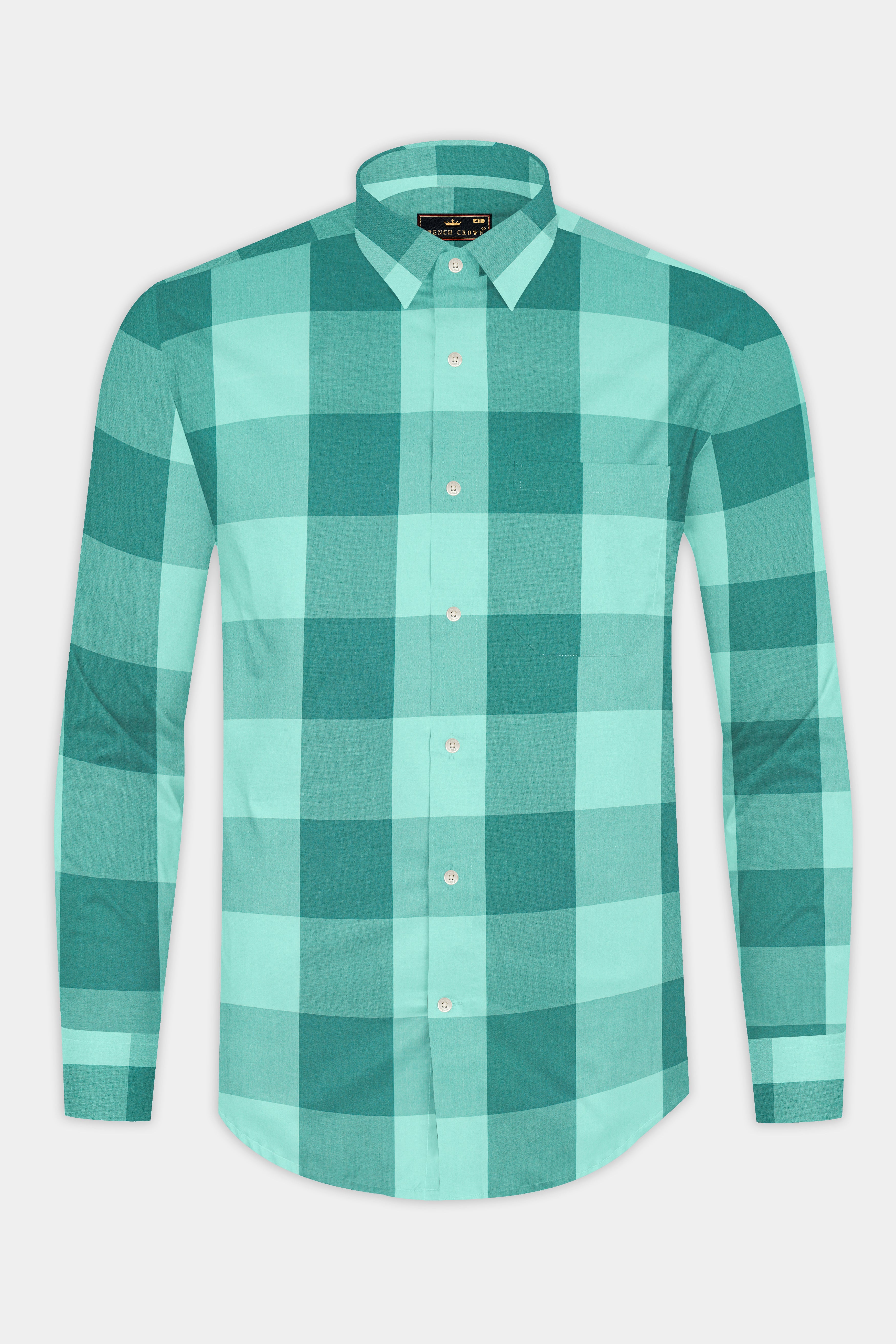 Riptide and Persian Green Premium Cotton Shirt