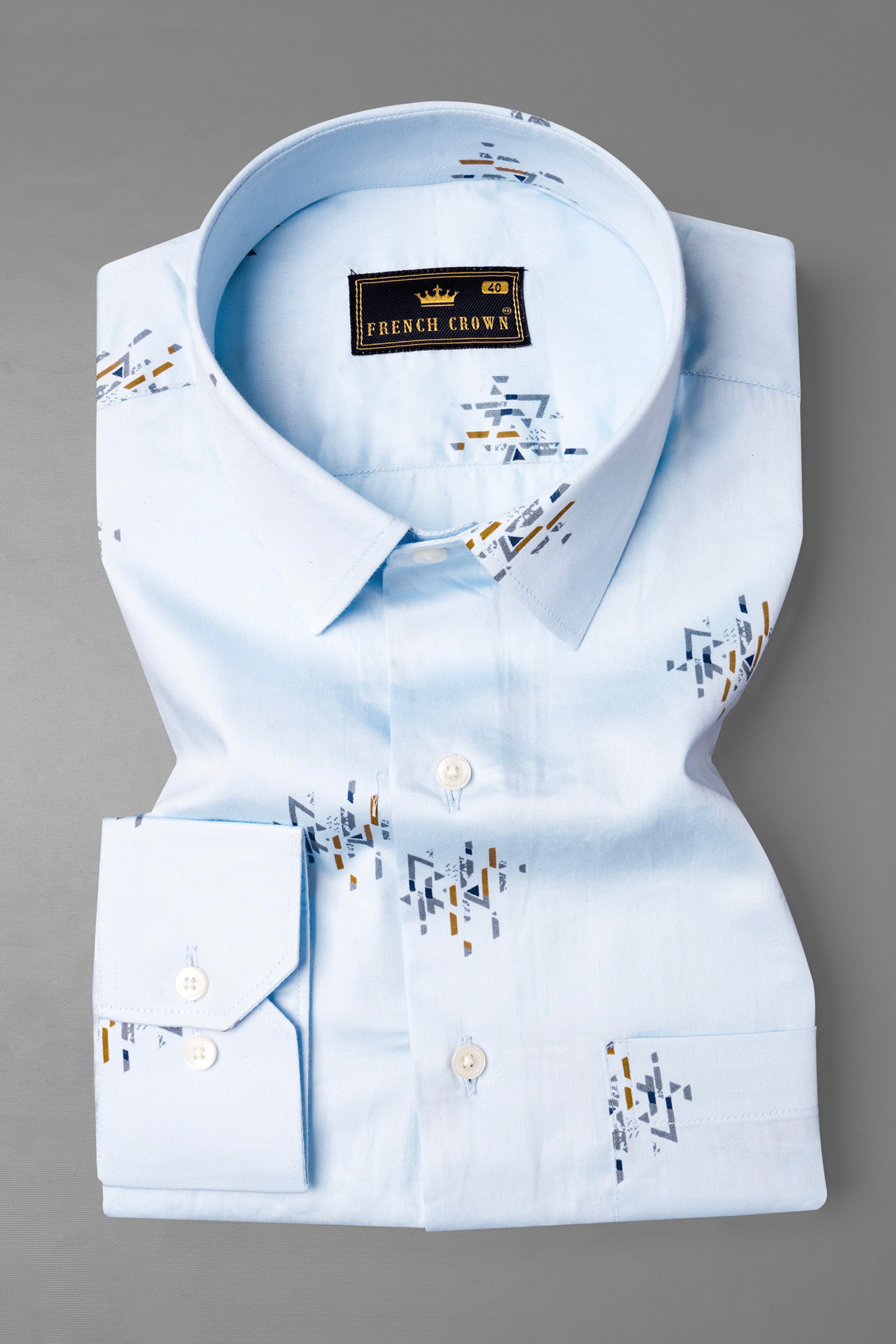 Sky Blue Geographic Printed Super Soft Premium Cotton Shirt