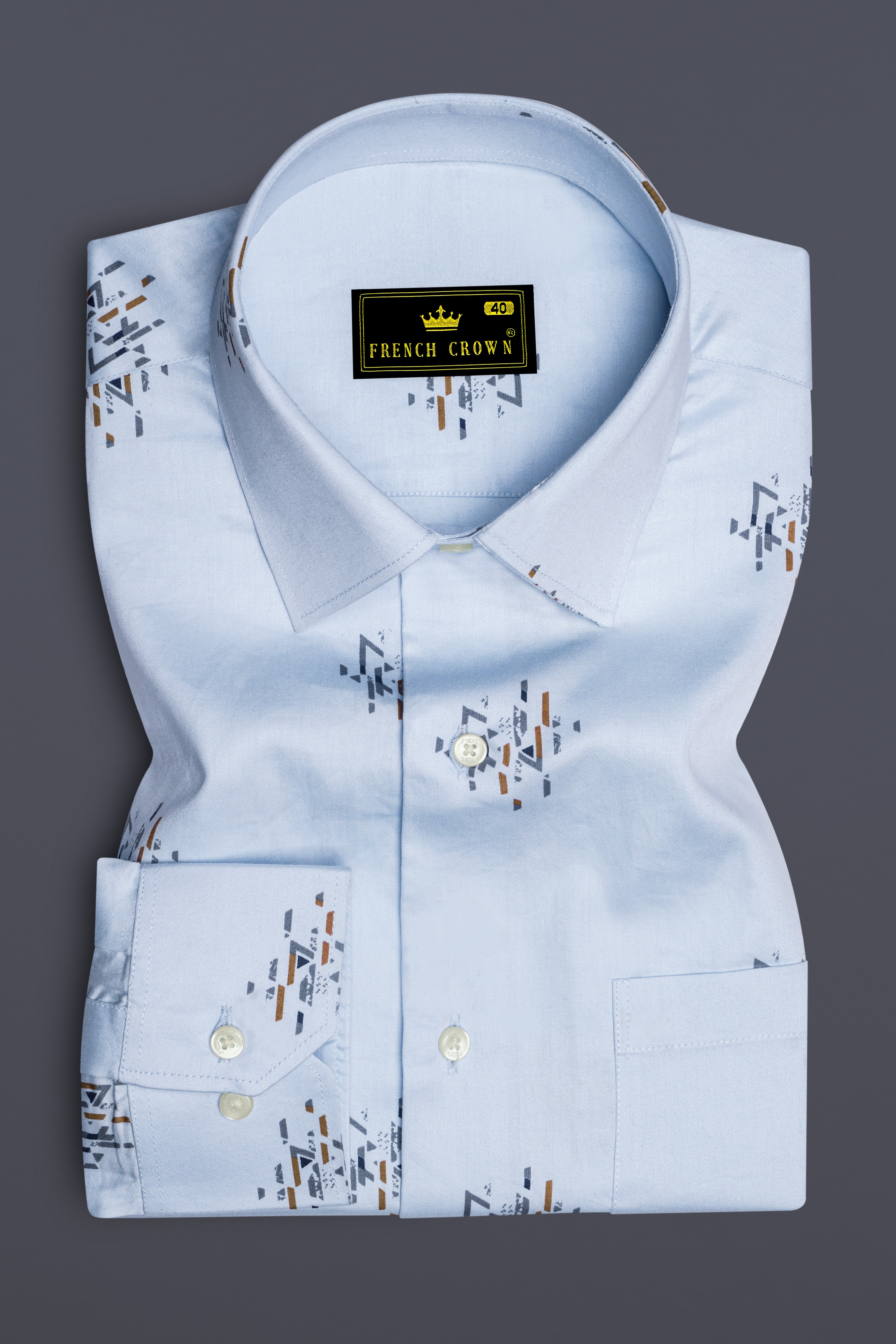 Sky Blue Geographic Printed Super Soft Premium Cotton Shirt