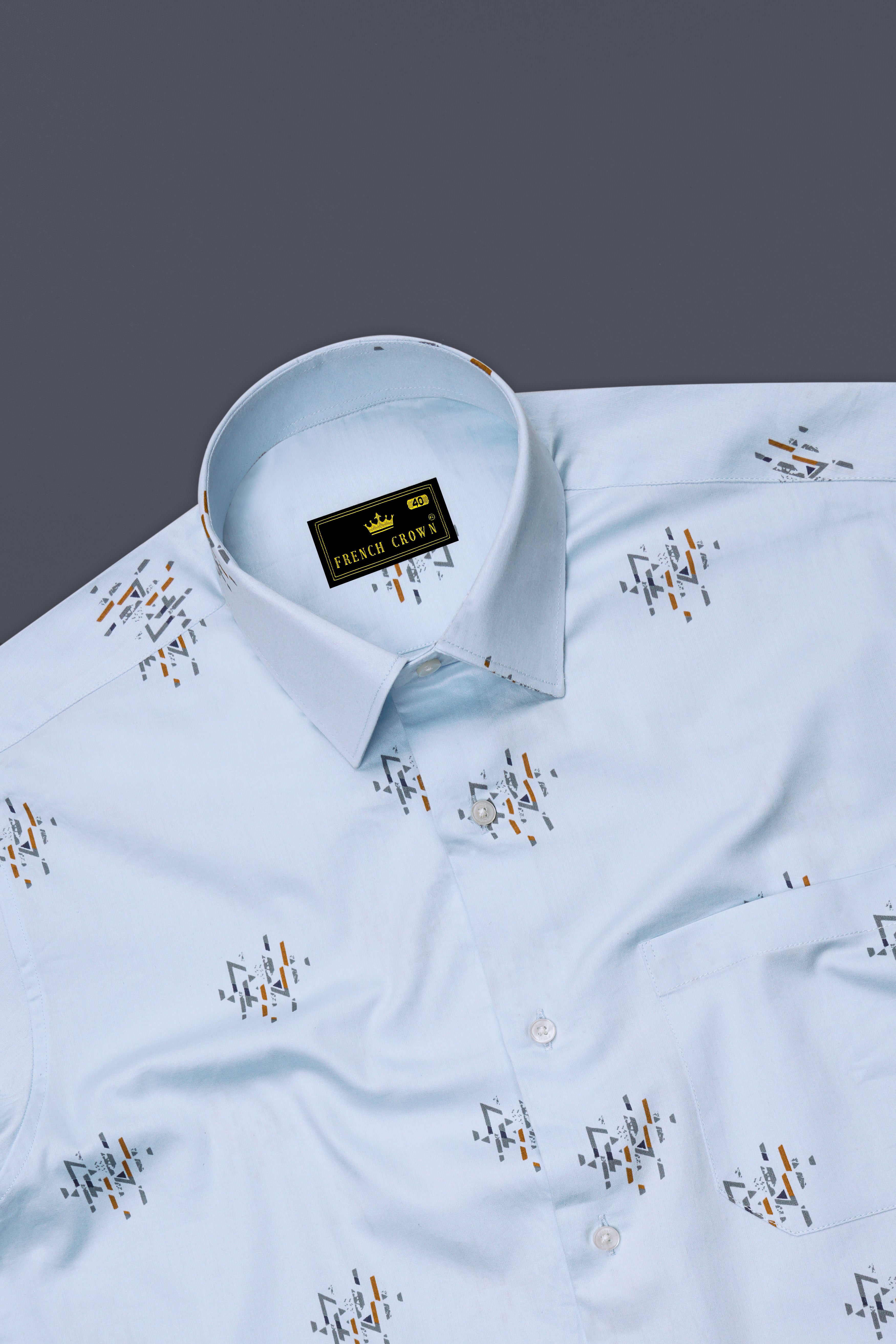 Sky Blue Geographic Printed Super Soft Premium Cotton Shirt