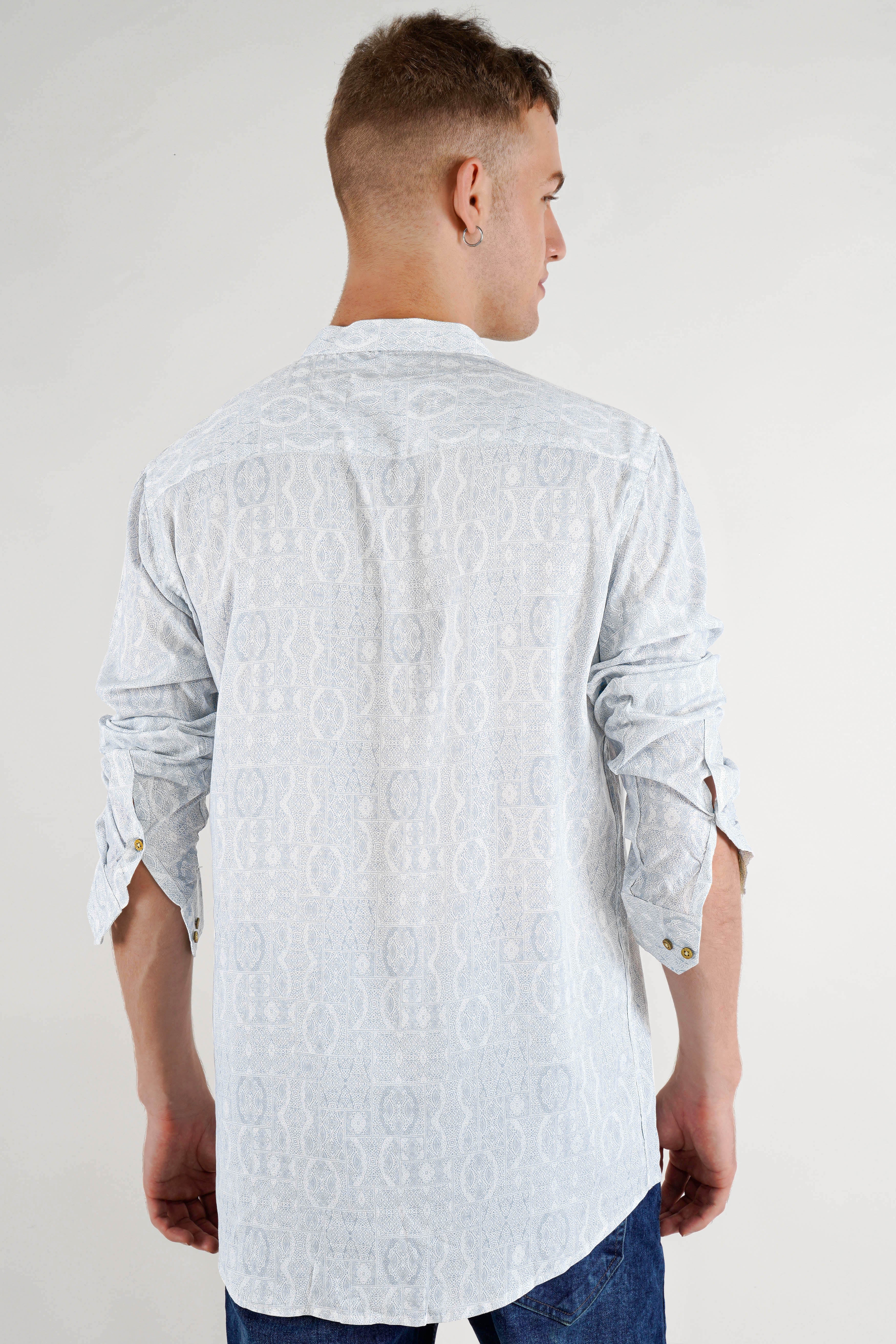 Mischka Grey Ancient Printed with Funky Embroidered Premium Designer Kurta Shirt