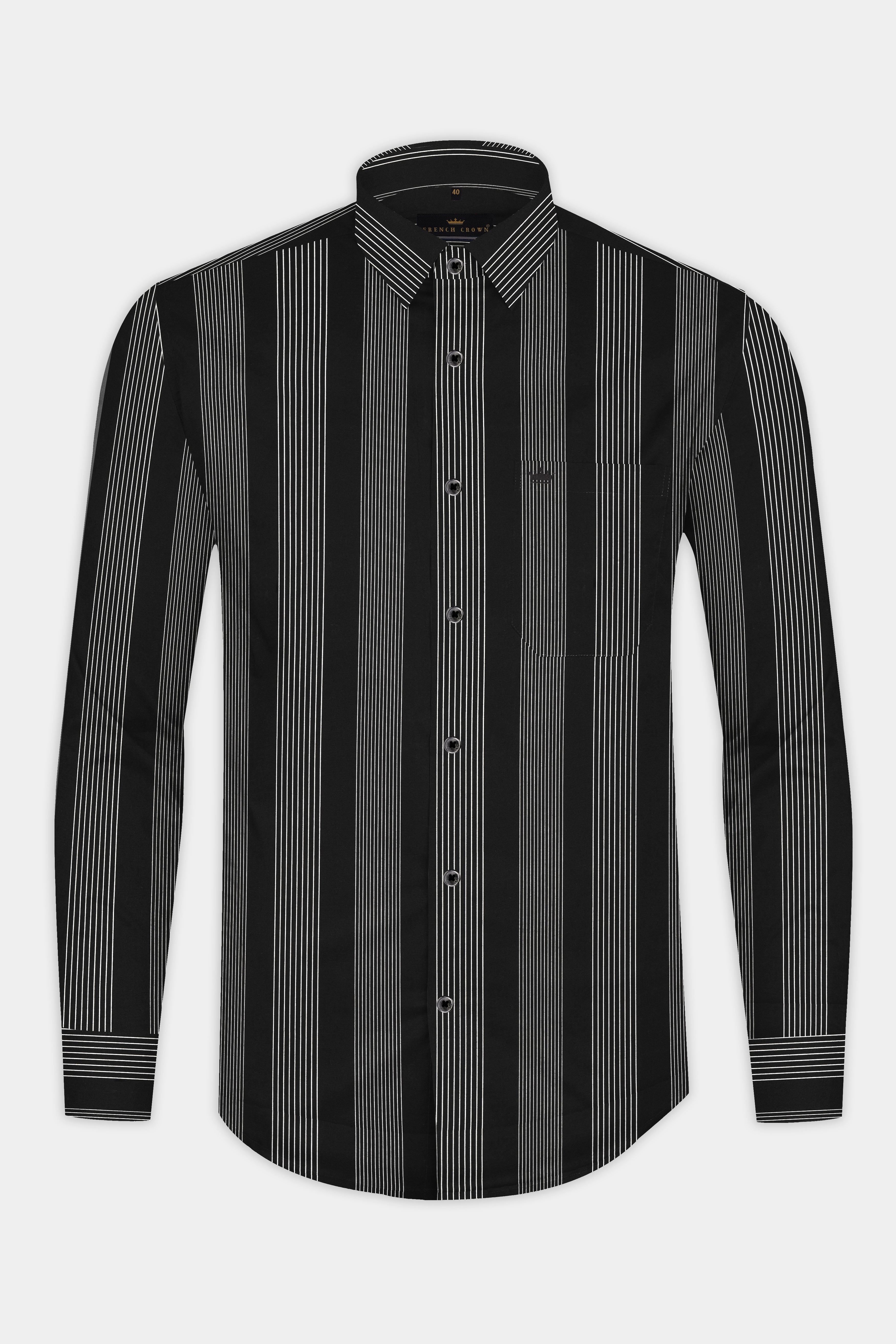 Jade Black Twill Striped Premium Cotton Shirt