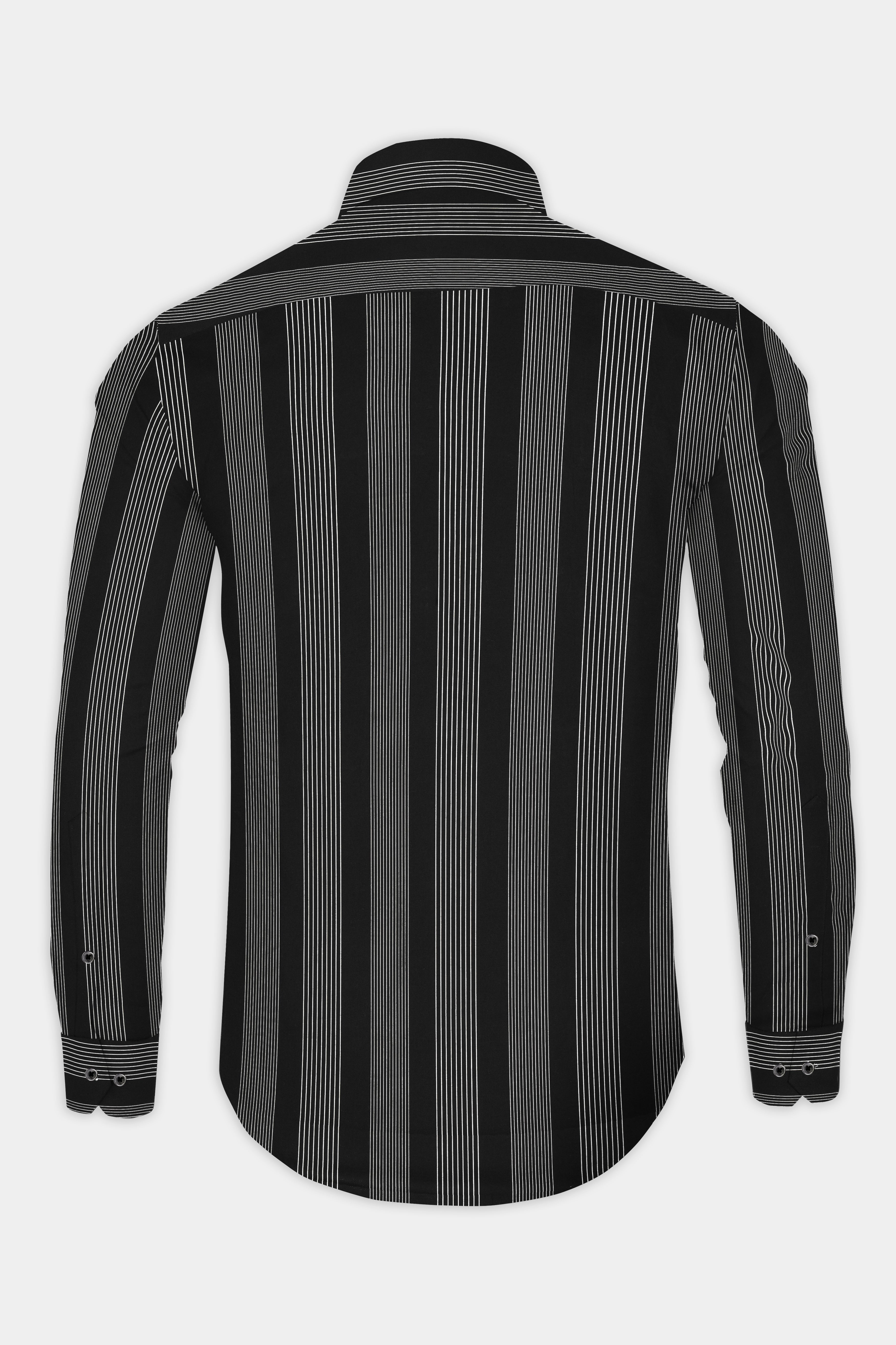 Jade Black Twill Striped Premium Cotton Shirt