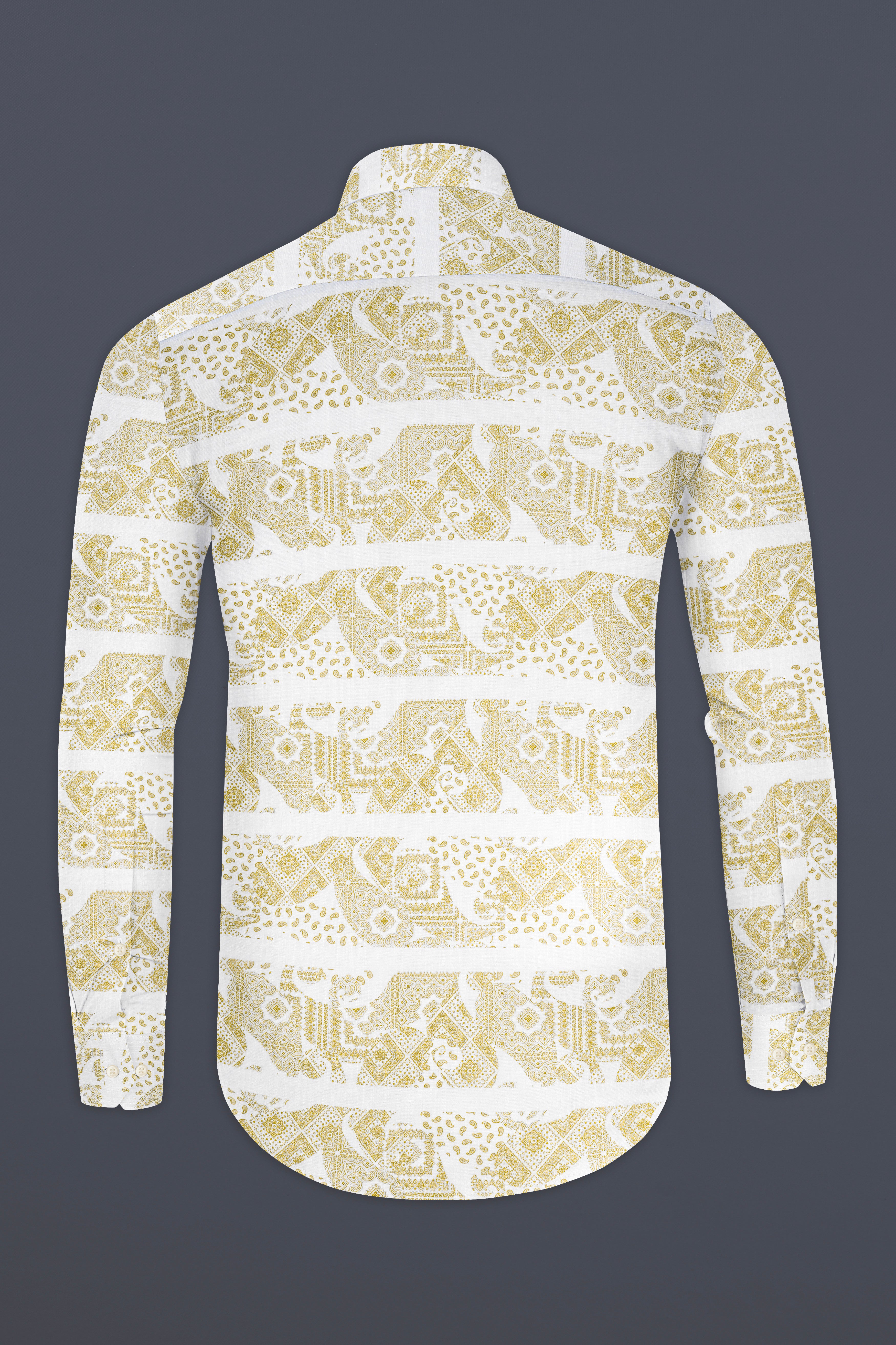 Bright White with Ancient art Inspired Print Luxurious Linen Shirt