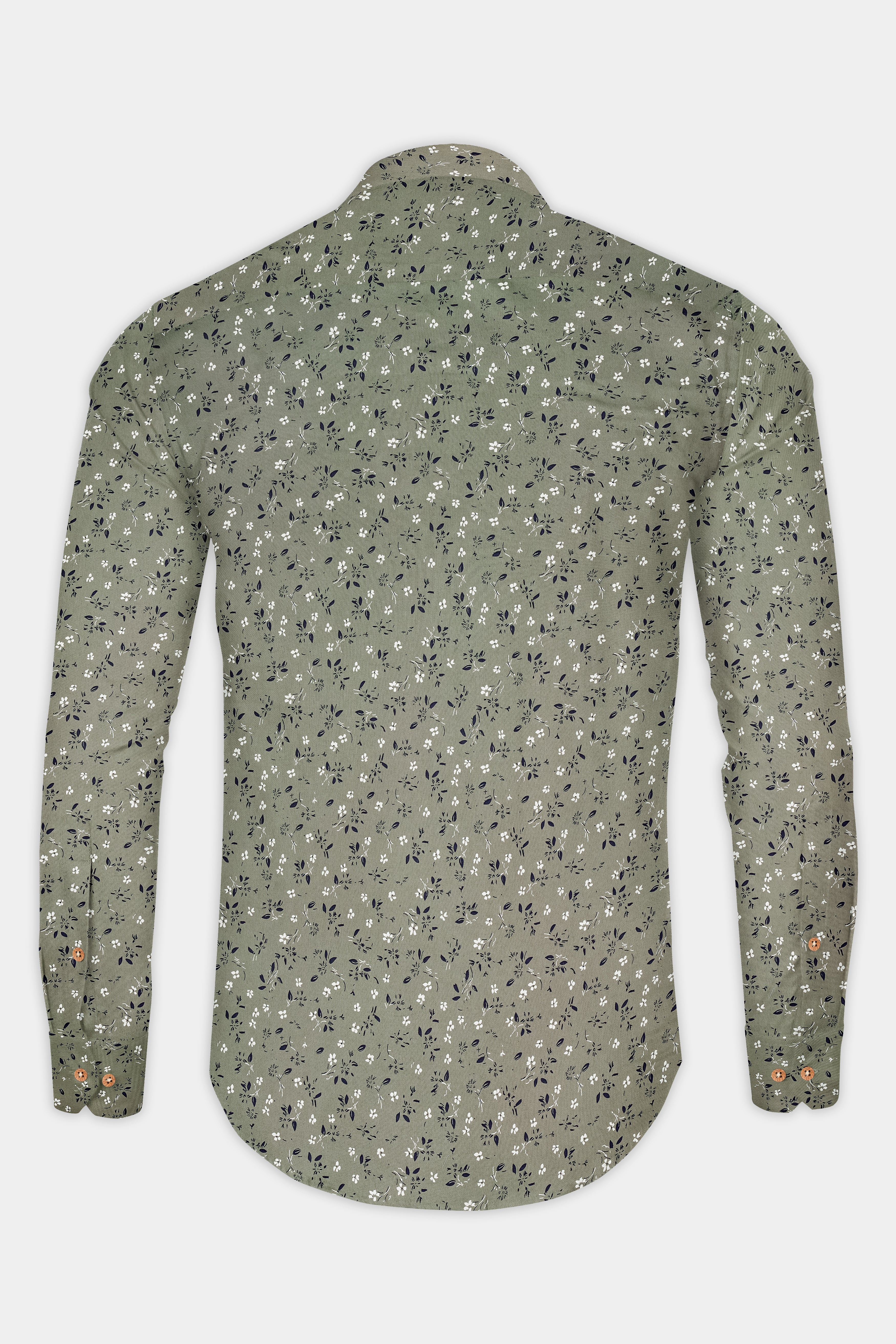 Pale Green Floral Printed Twill Premium Cotton Kurta Shirt