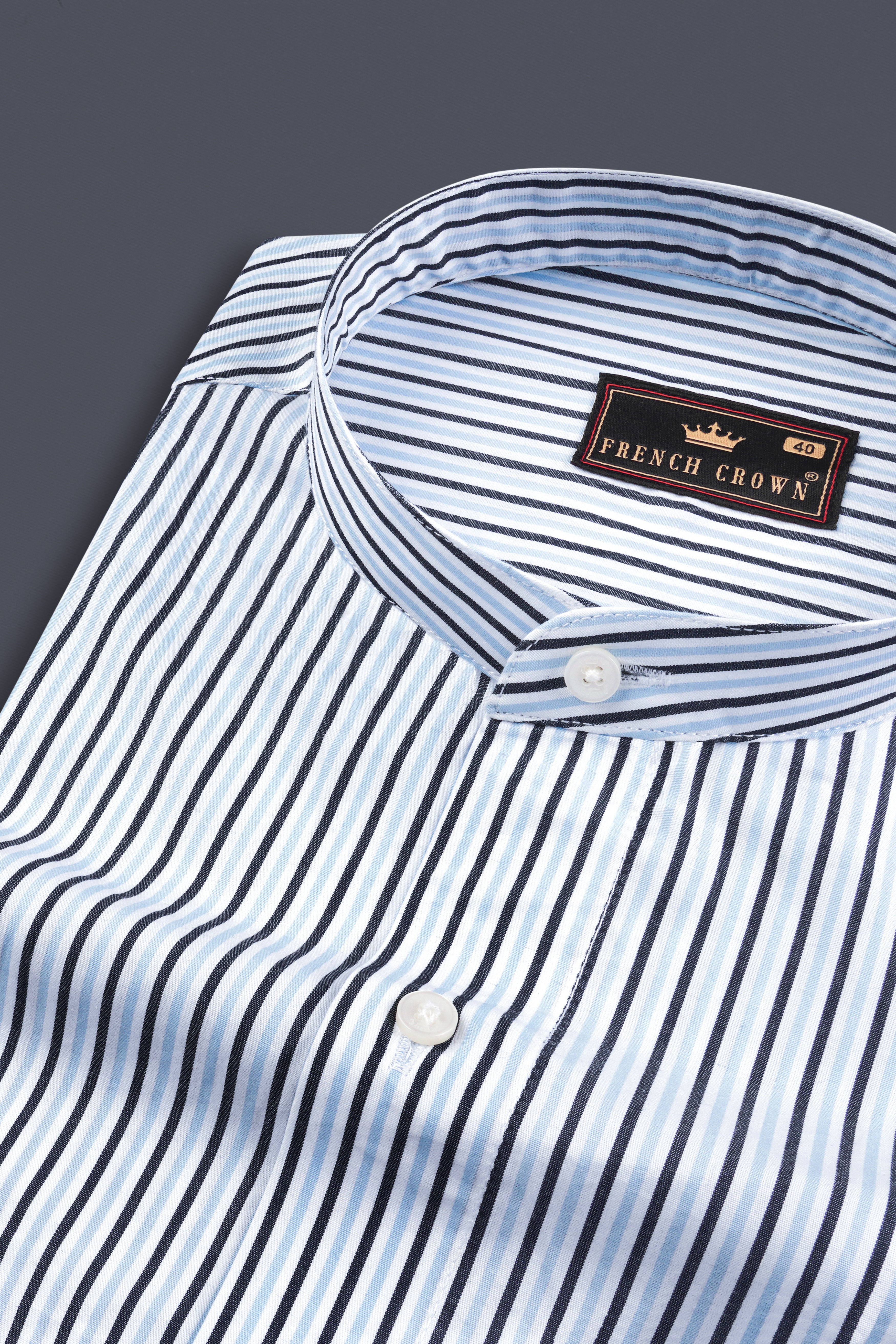 Periwinkle Blue Striped Premium Cotton Shirt