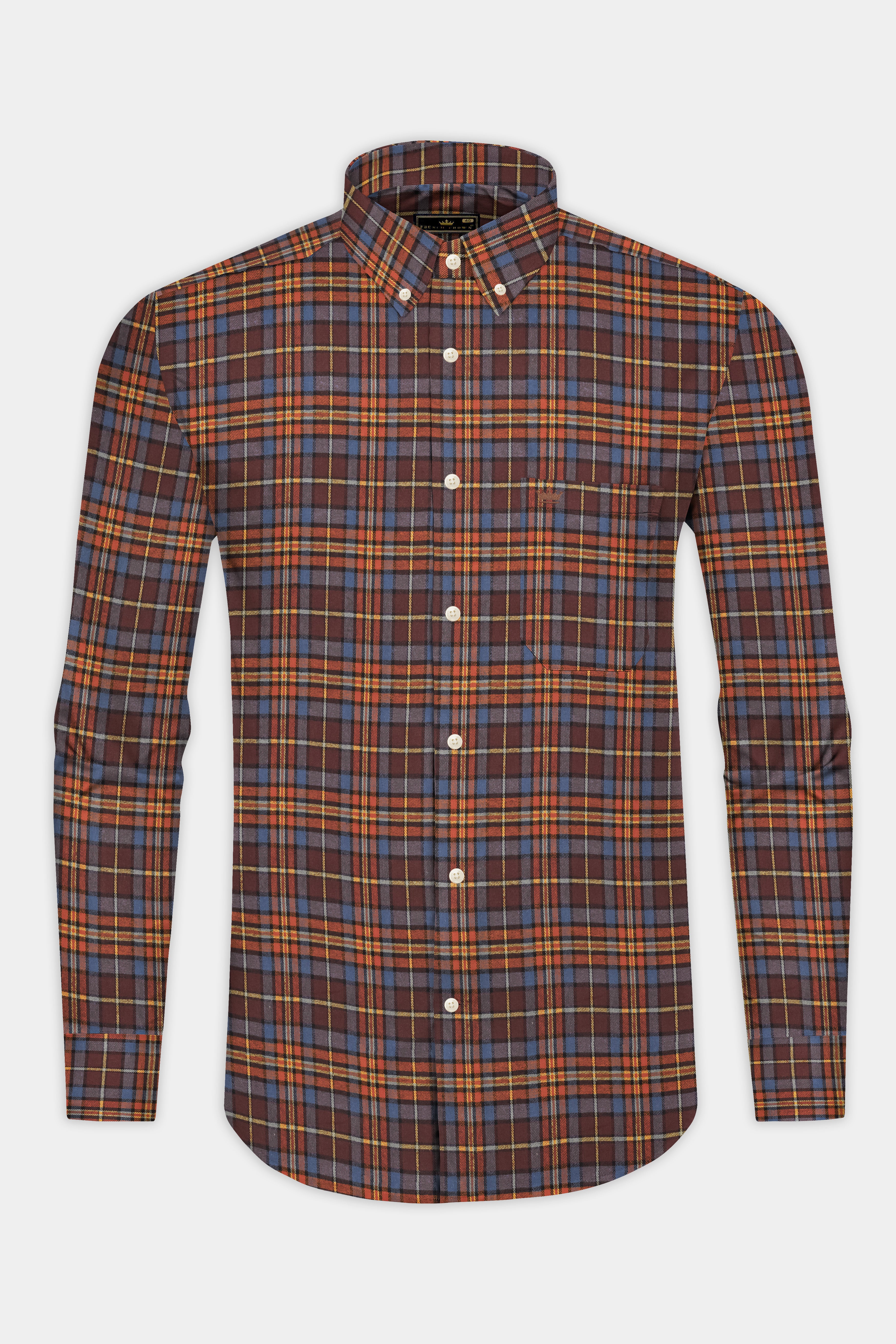 Metallic Copper with Orange Plaid Flannel Shirt