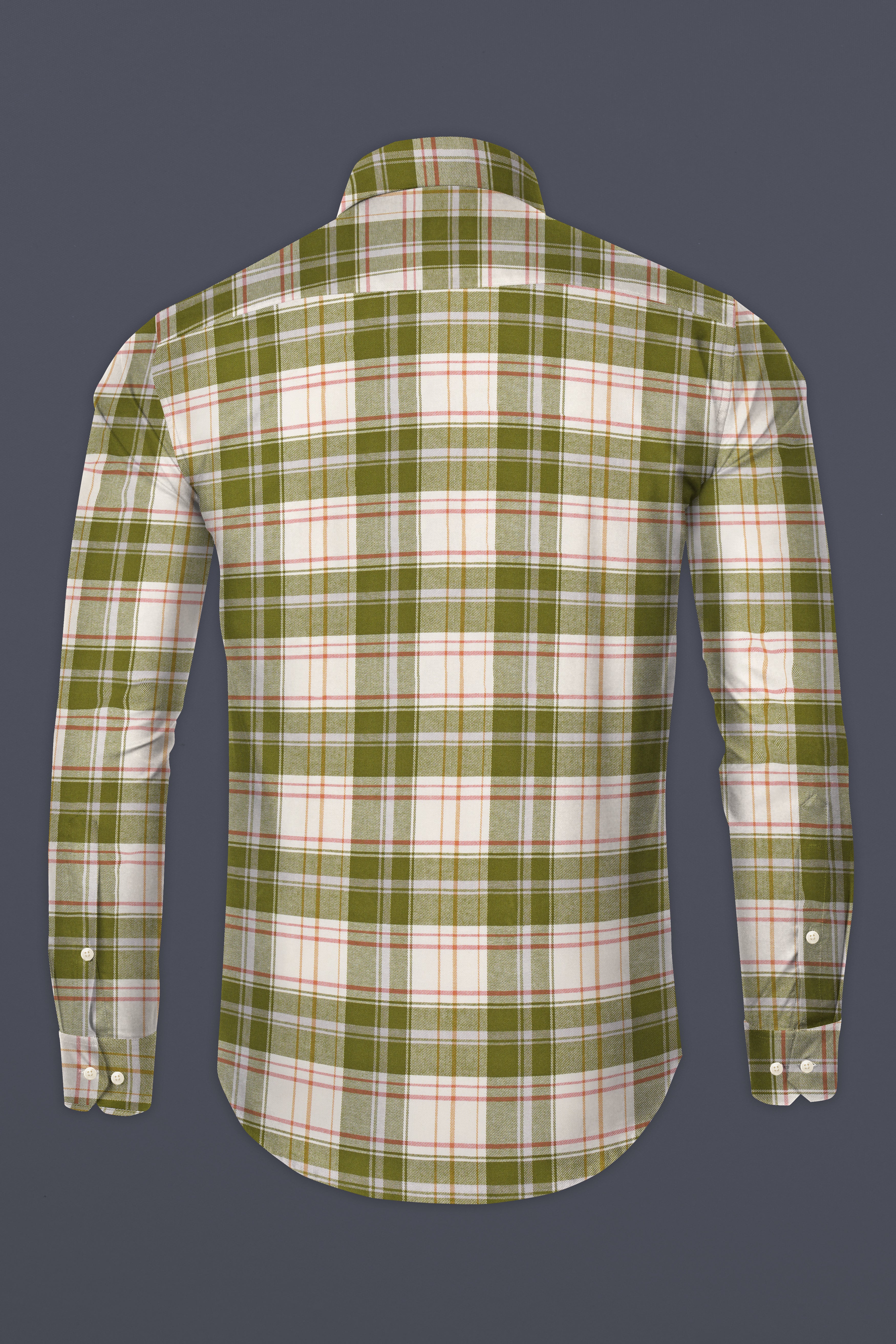 Moccasin Green and White Plaid Flannel Shirt