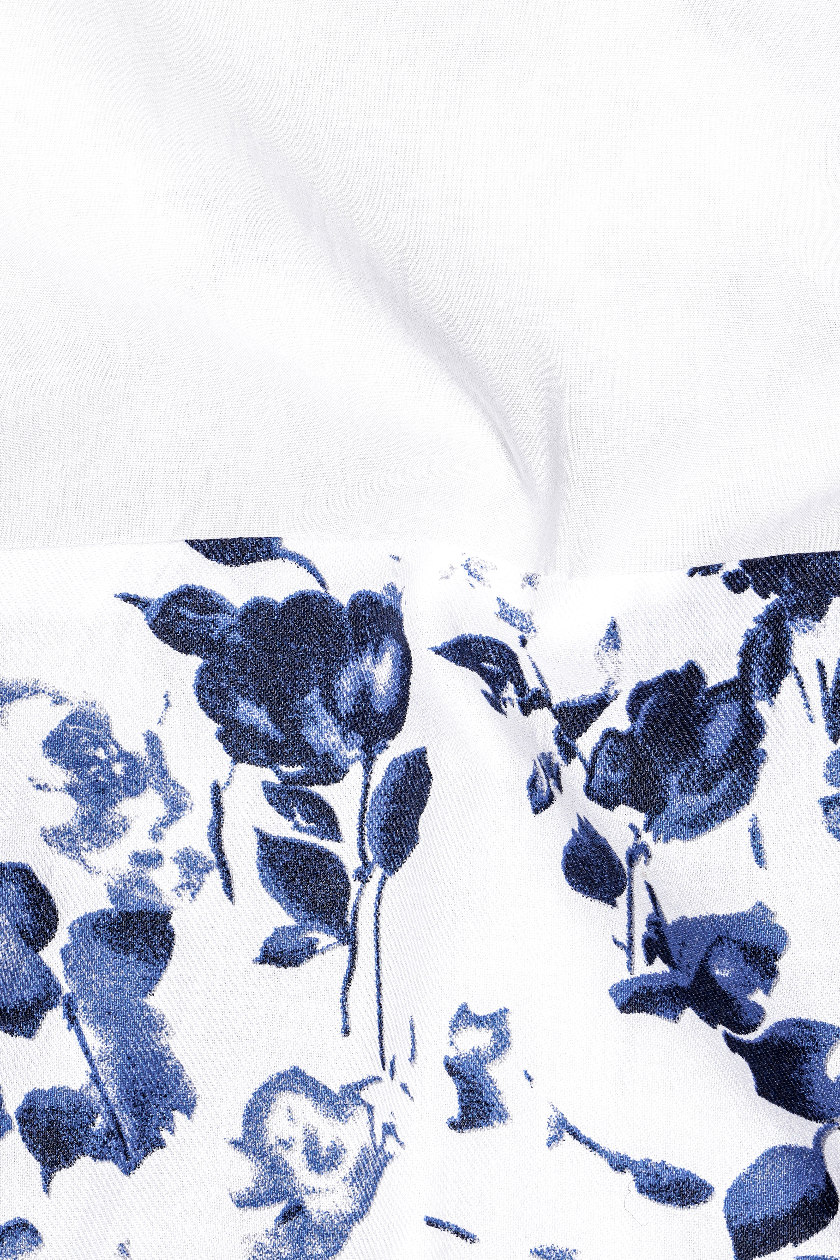 White and Cloud Burst Leaves Printed Premium Cotton Shirt