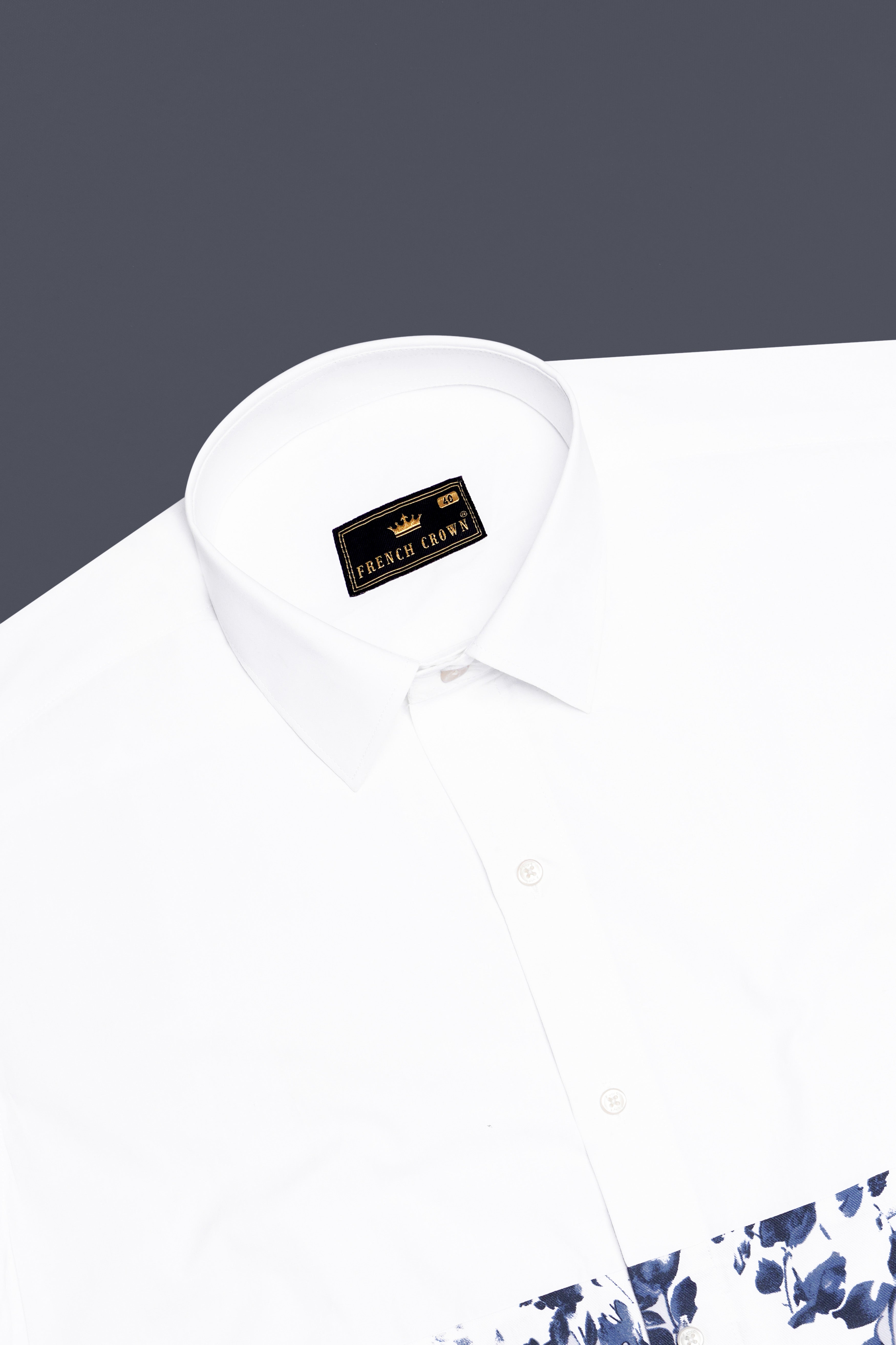 White and Cloud Burst Leaves Printed Premium Cotton Shirt