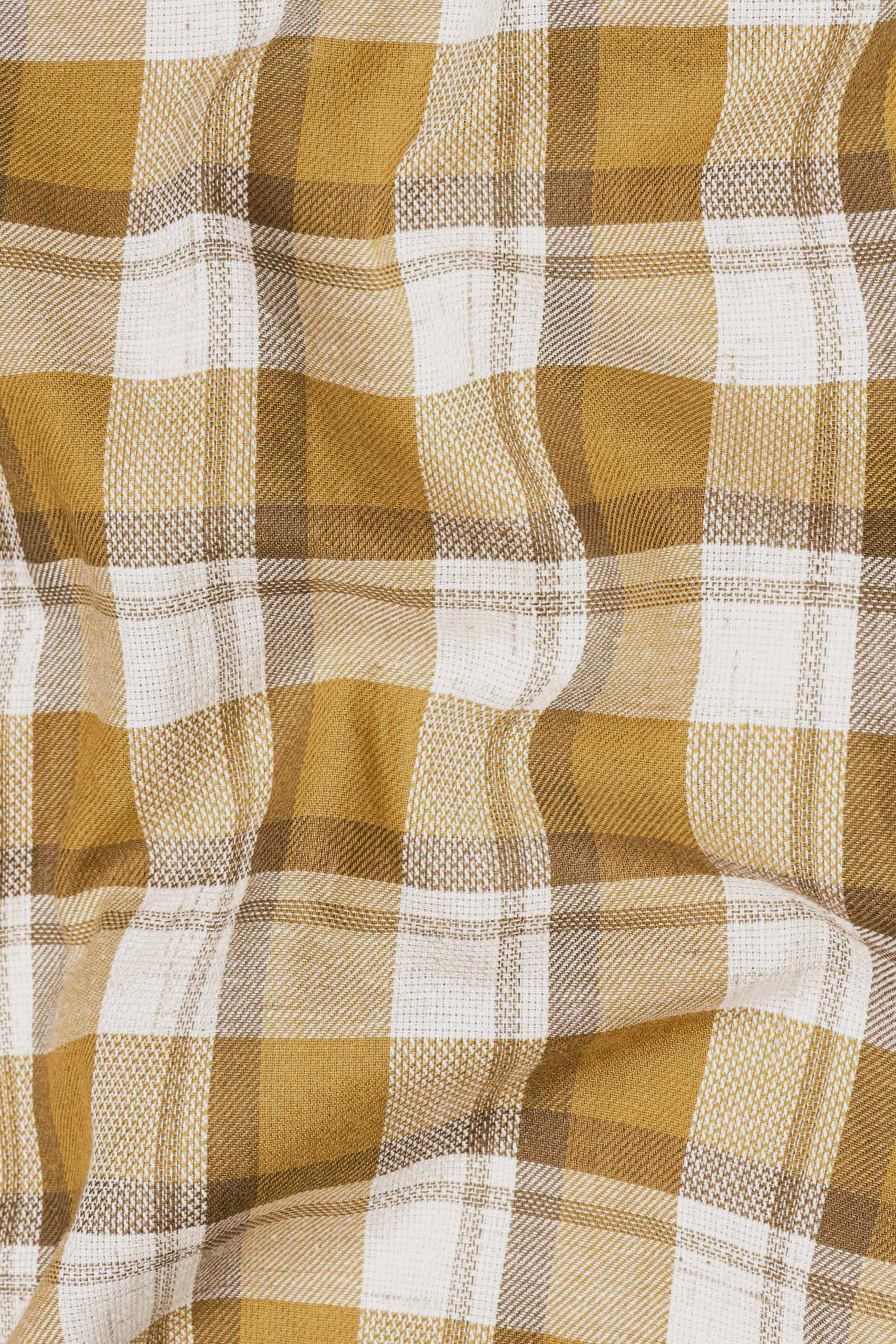 Casablanca Brown with Bright White Plaid Dobby Textured Premium Giza Cotton Shirt