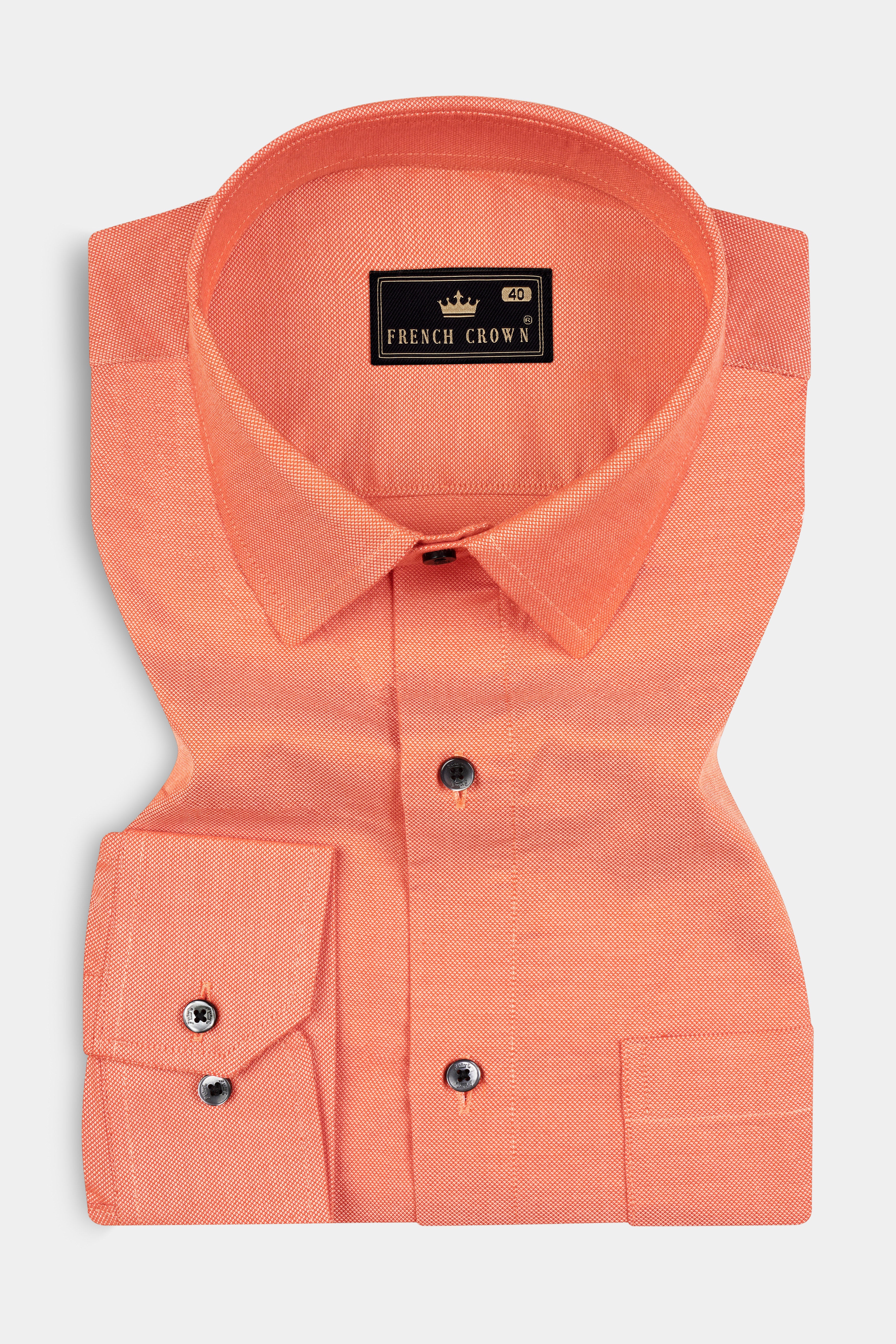 Light Salmon Dobby Textured Premium Giza Cotton Shirt