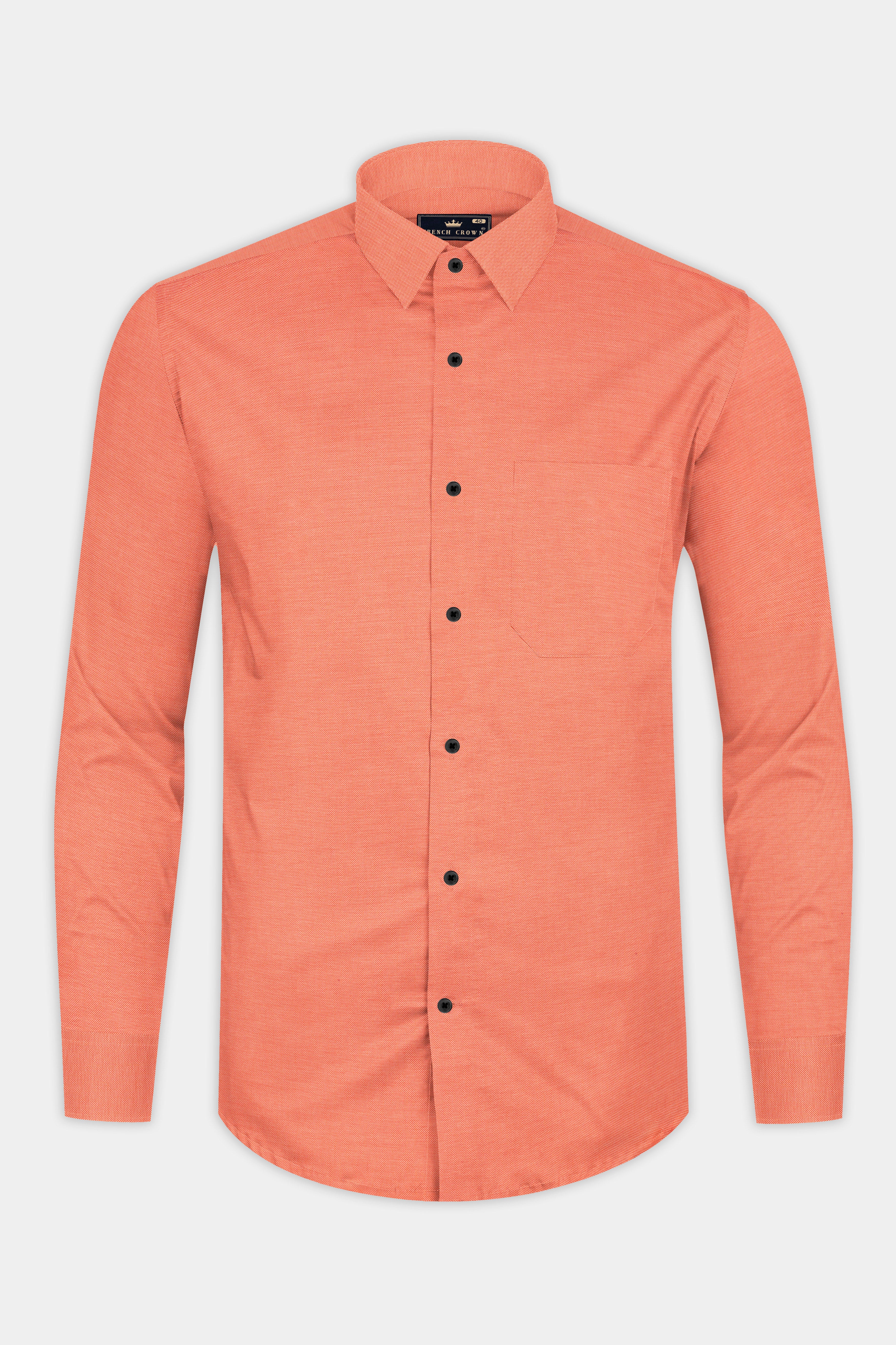 Light Salmon Dobby Textured Premium Giza Cotton Shirt