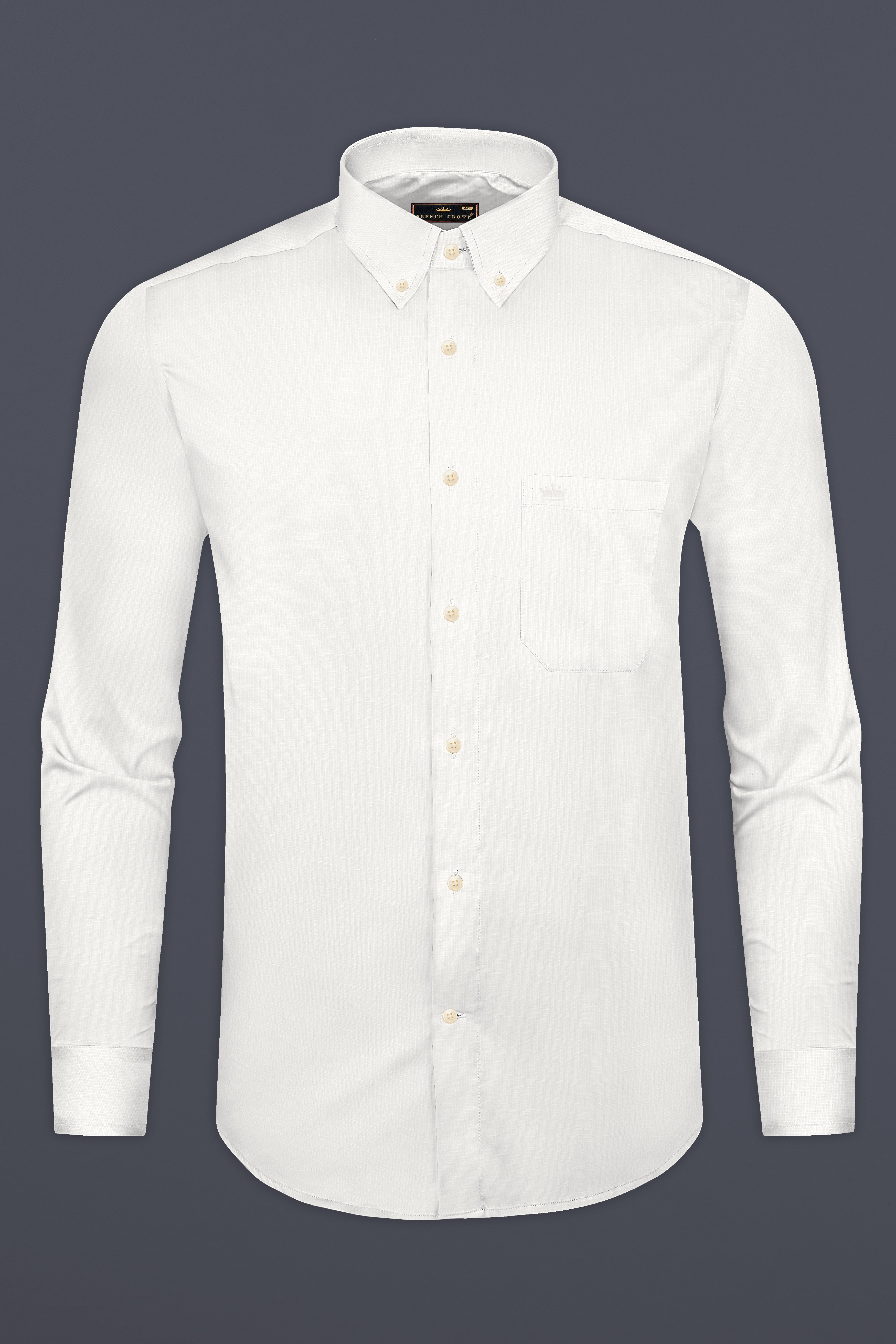 Bright White Dobby Textured Premium Giza Cotton Shirt