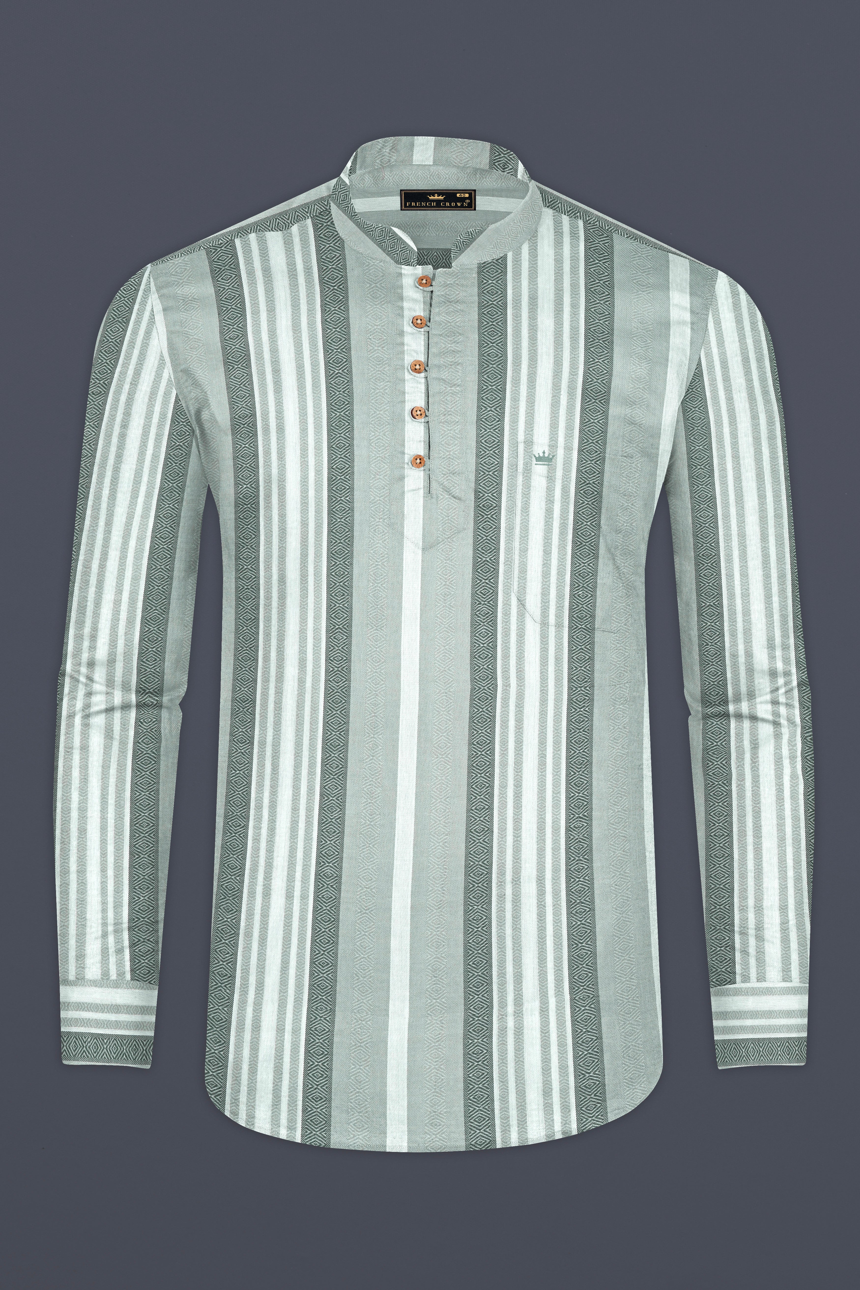 Surf Crest Green with Bright White Kurta Shirt