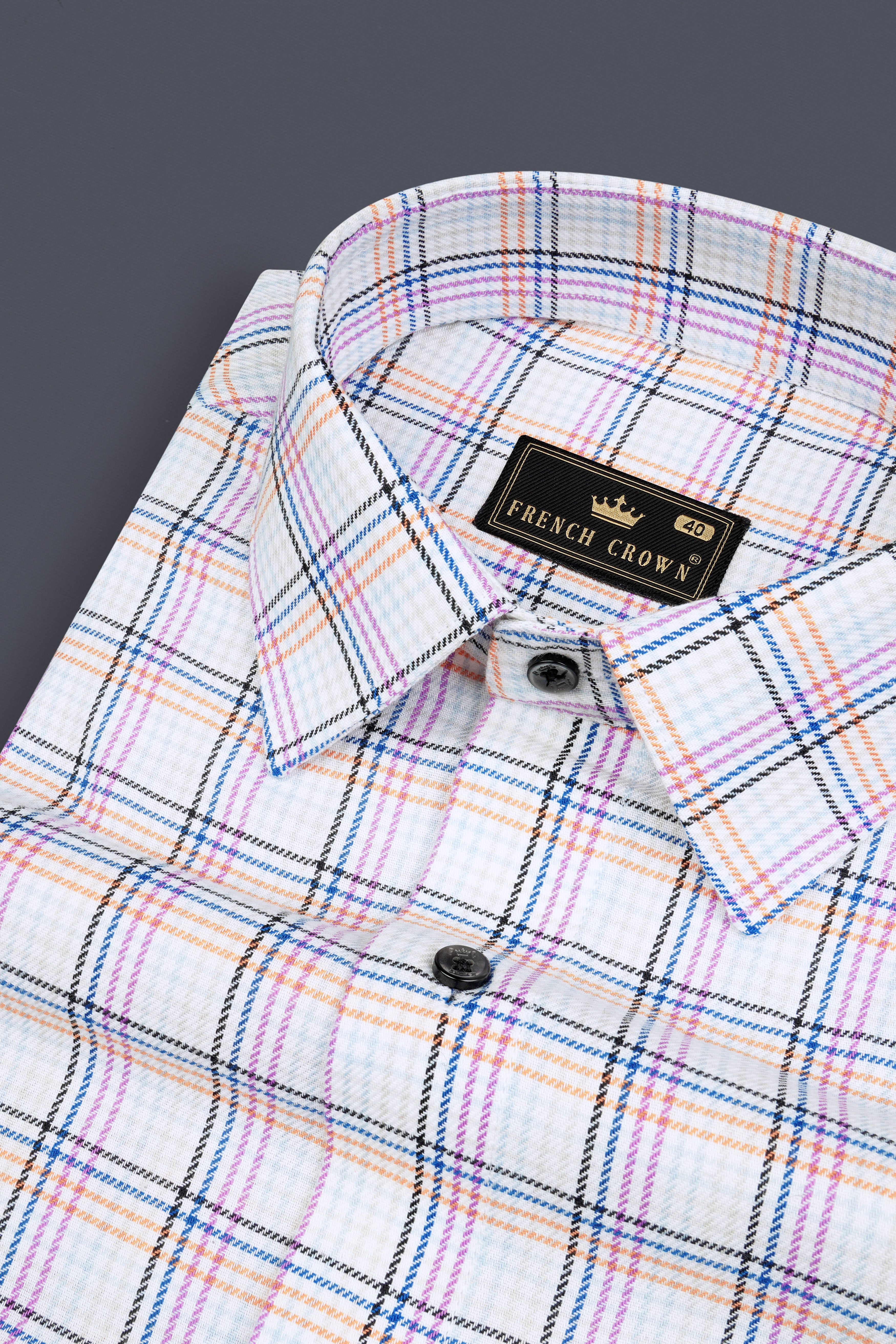 Dark Aqua White with Mariner Blue Twill Plaid Premium Cotton Shirt