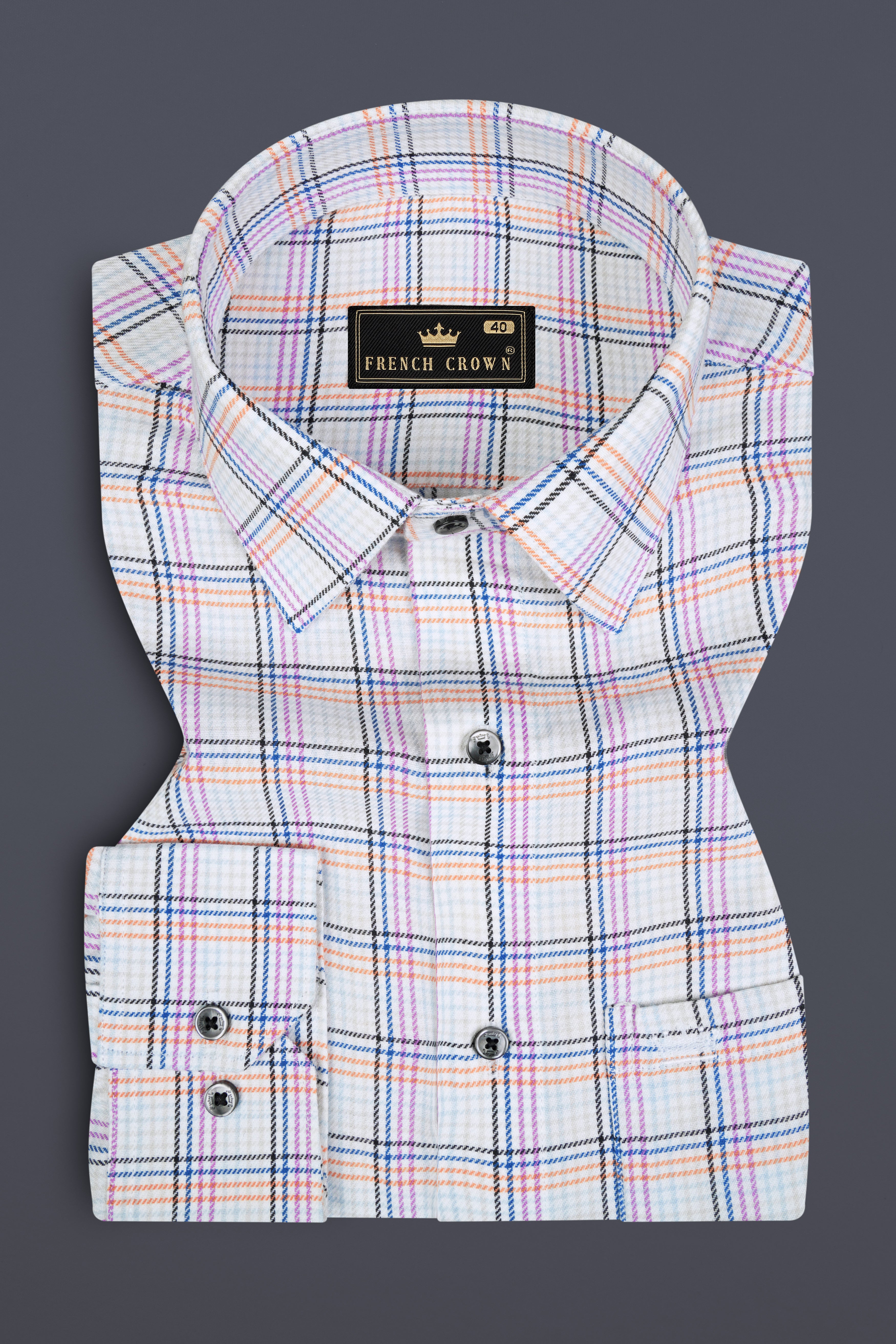 Dark Aqua White with Mariner Blue Twill Plaid Premium Cotton Shirt