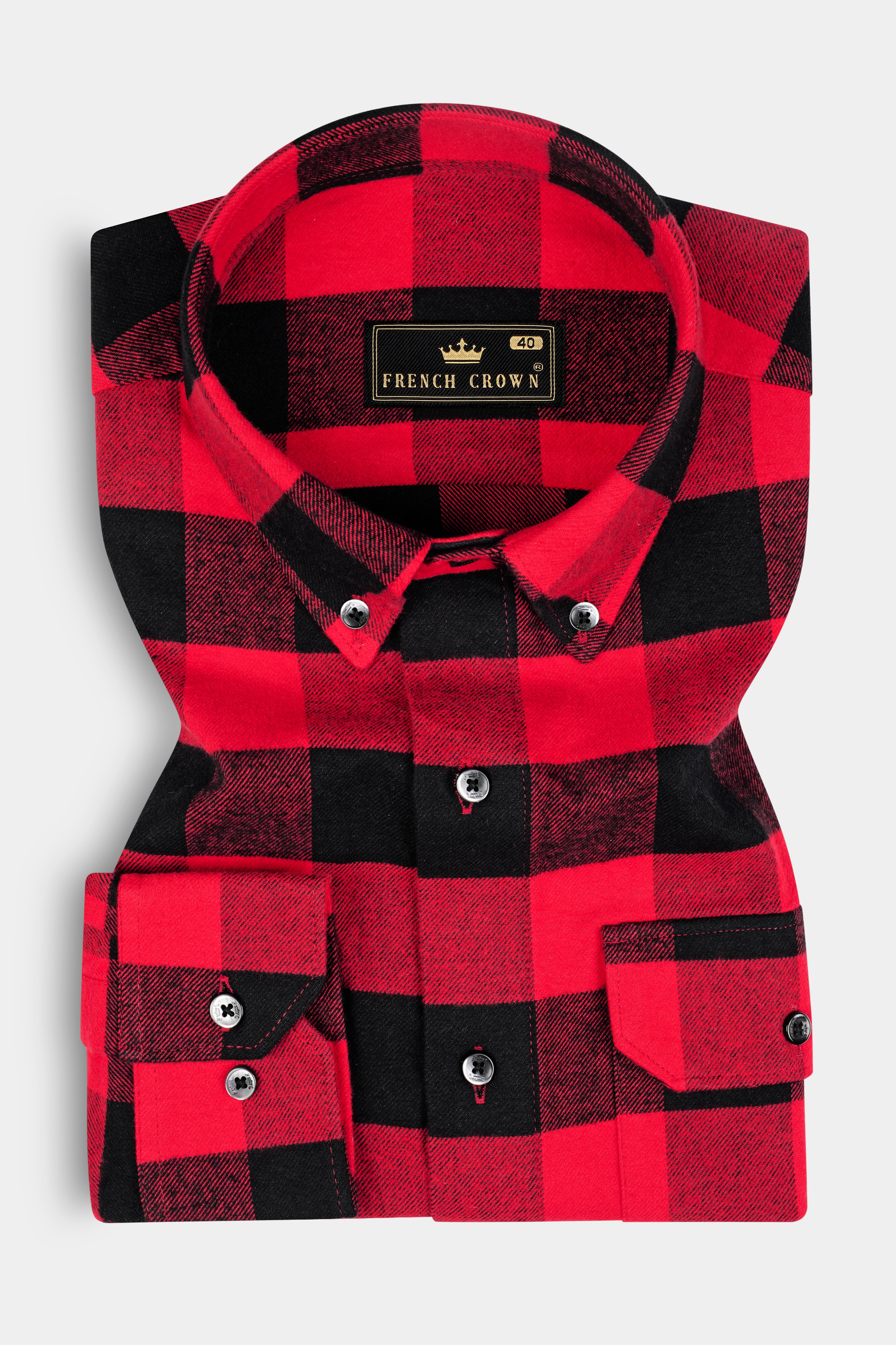 Cardinal Red and Jade Black Flannel Overshirt/Shacket