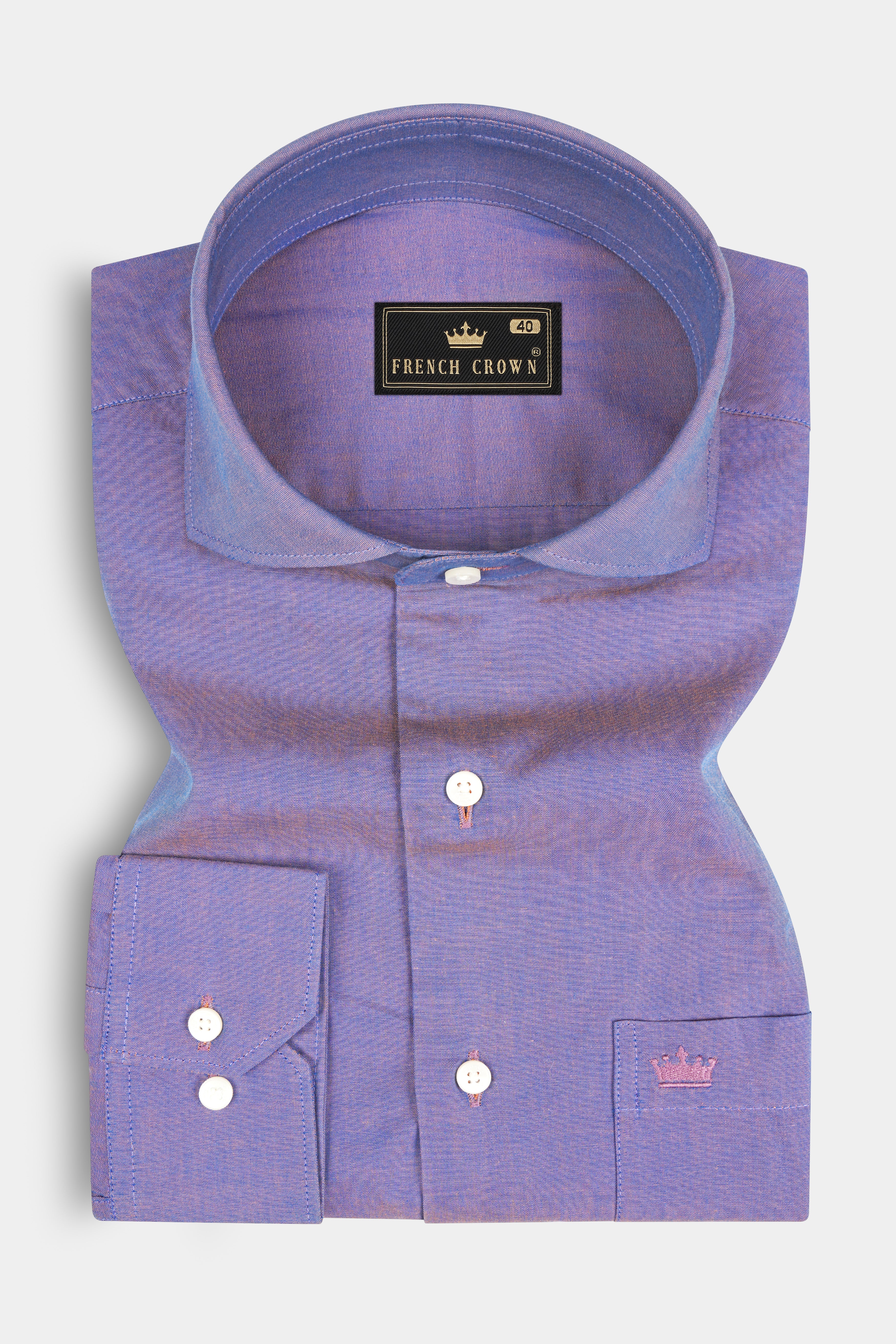 Chambray Blue and Rose Quartz Dual Tone Chambray Textured Premium Cotton Shirt