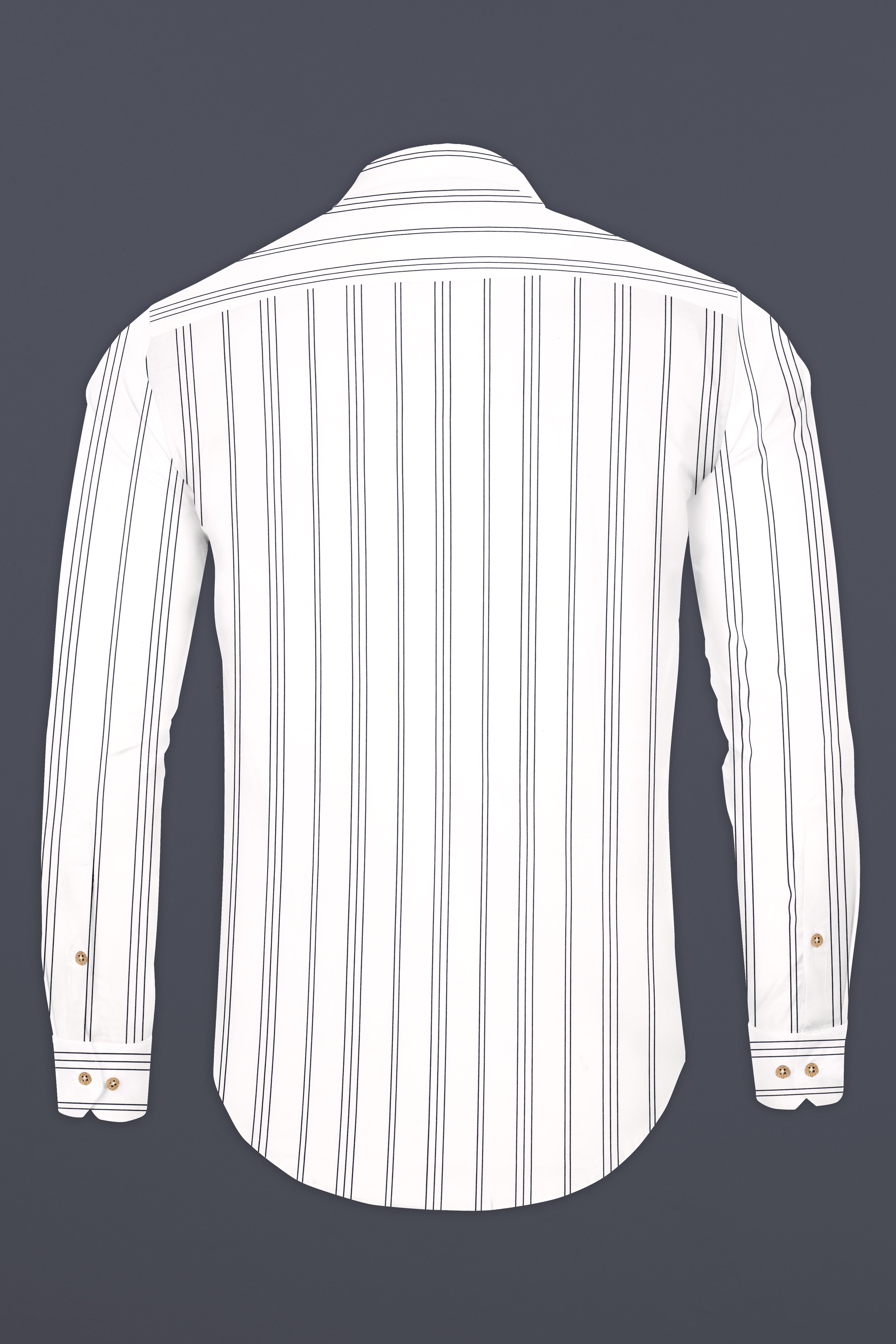 Bright White Pinstriped Twill Premium Cotton Kurta Shirt