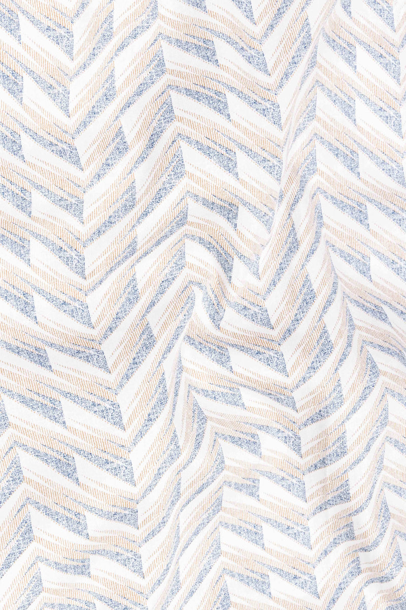 Mischka Gray and Mandys Brown Printed with Bright White Sleeves Super Soft Premium Cotton Designer Shirt