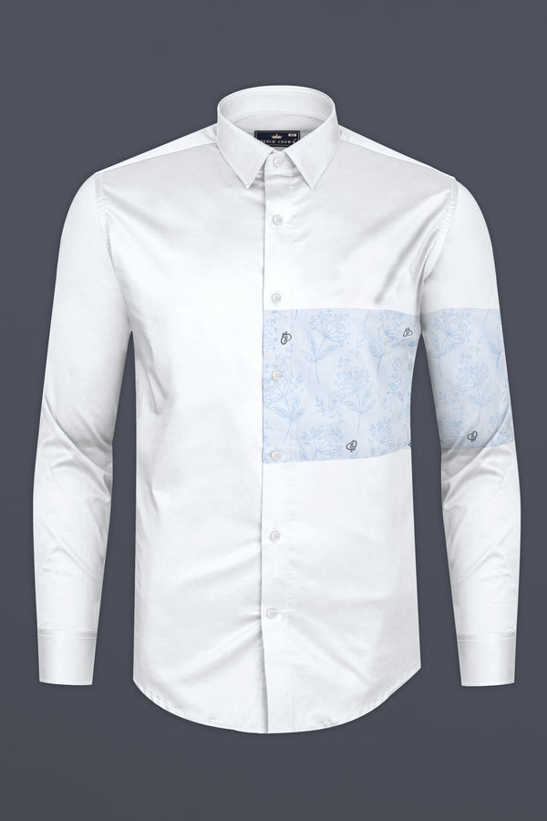Bright White Jacquard Textured Premium Giza Cotton Designer Shirt