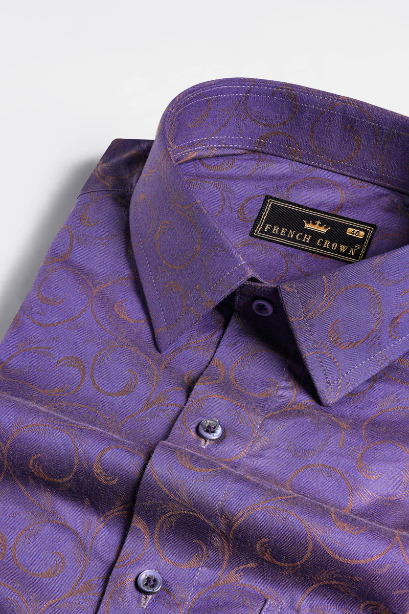 Comet Blue Jacquard Textured Premium Giza Cotton Shirt