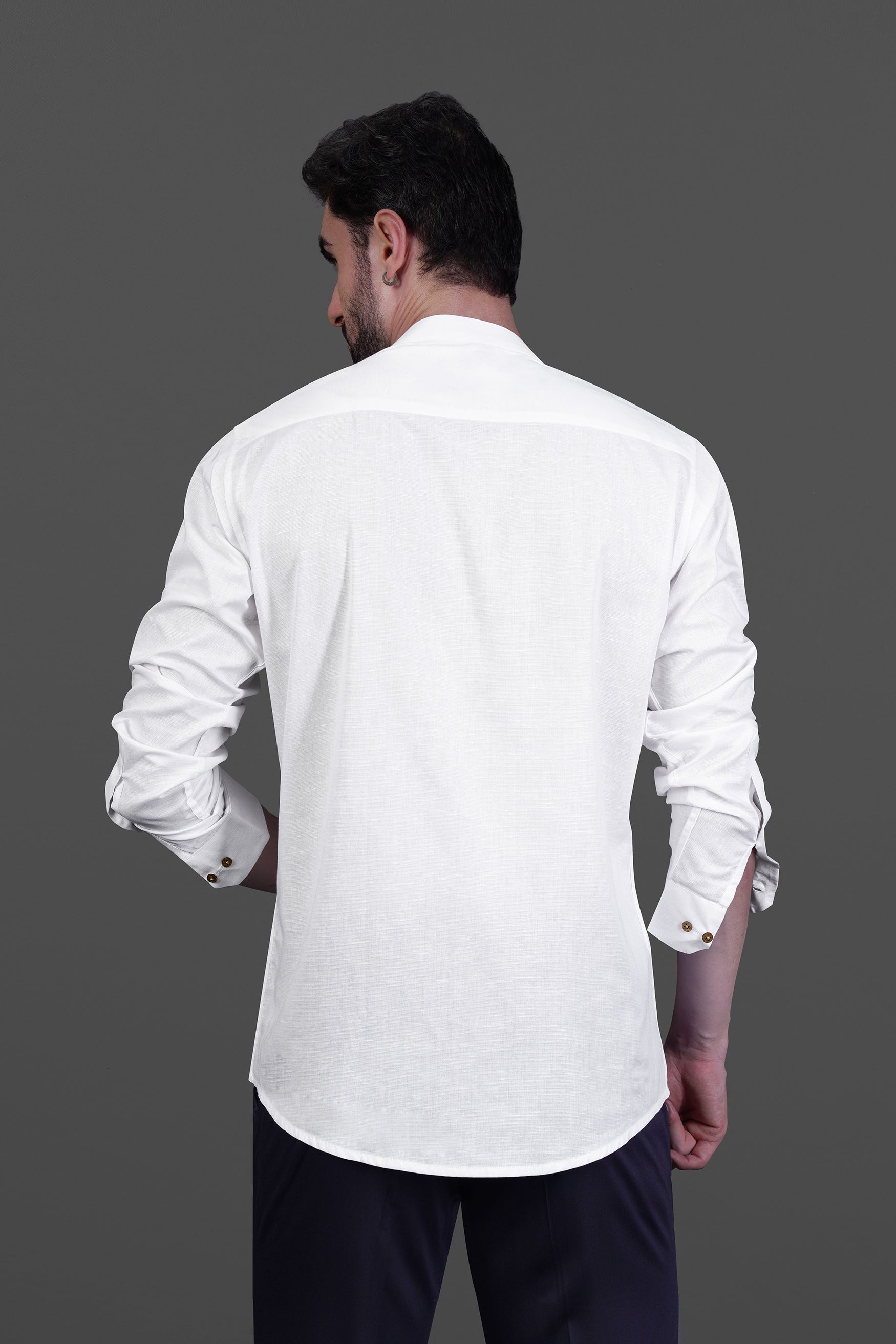Bright White Luxurious Linen Designer Kurta Shirt