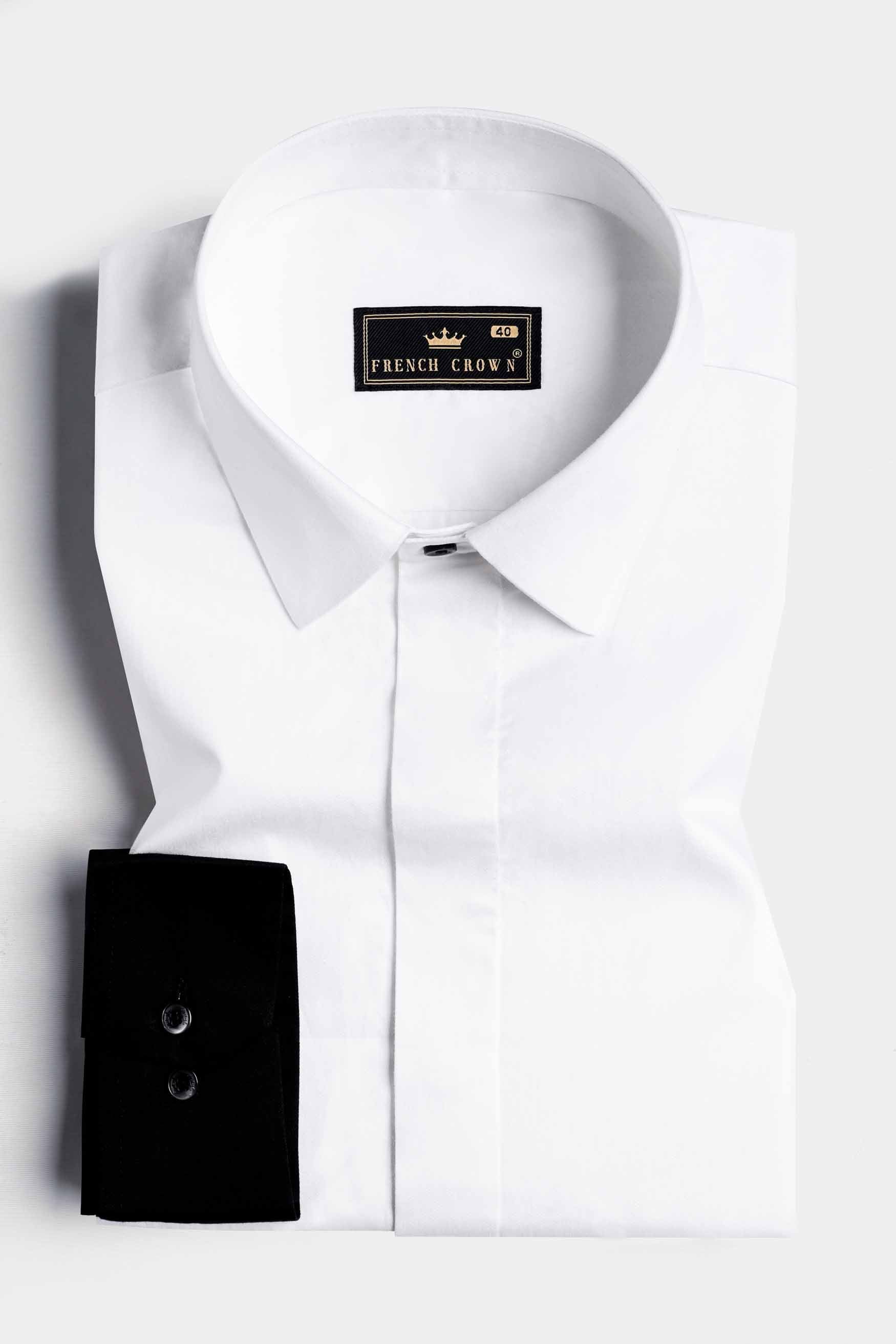 Jade Black Subtle Sheen and White Super Soft Premium Cotton Designer Shirt