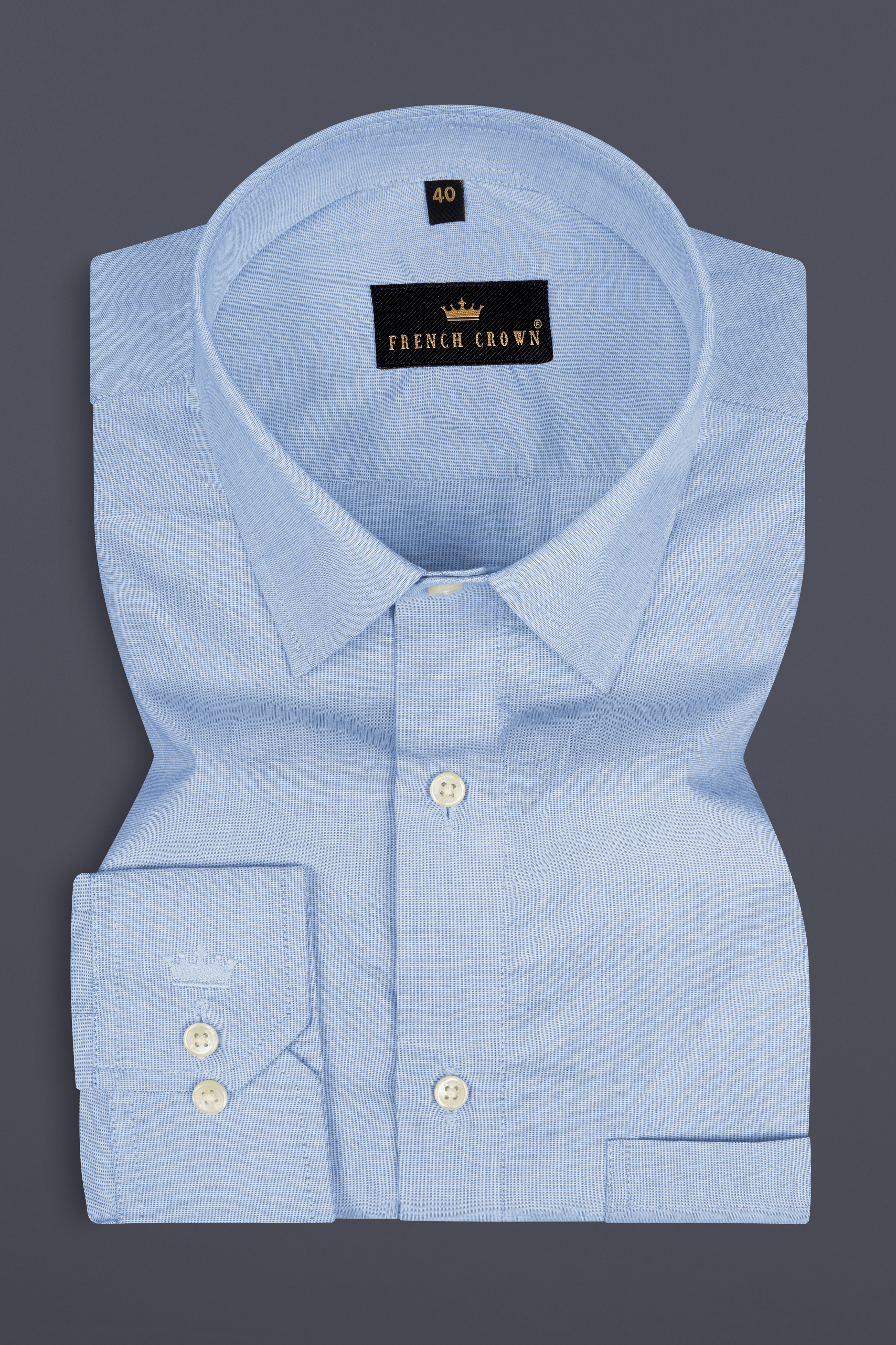 Pale Cerulean Blue Premium Cotton Shirt