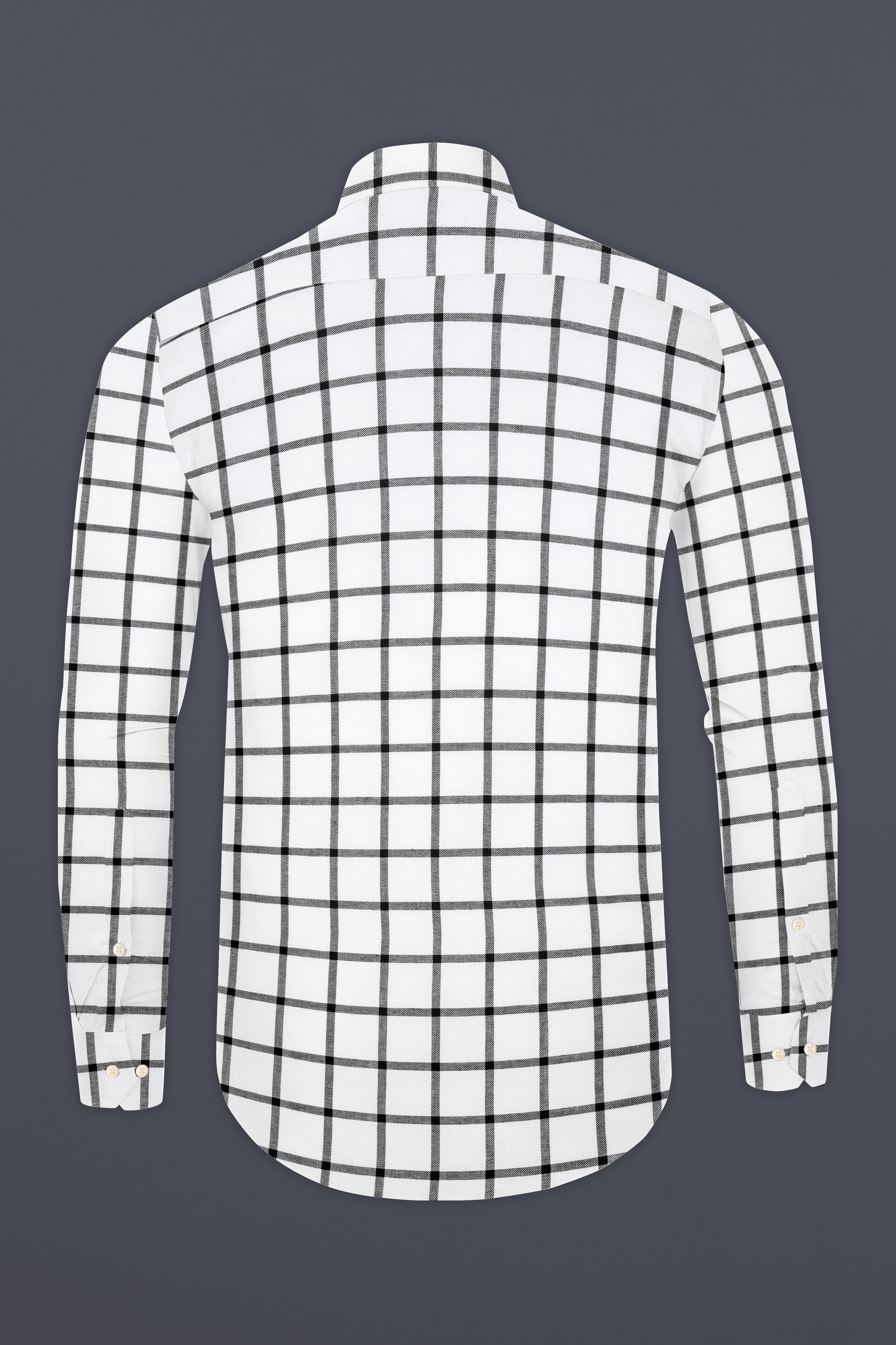 White and Black Windowpane Twill Premium Cotton Shirt