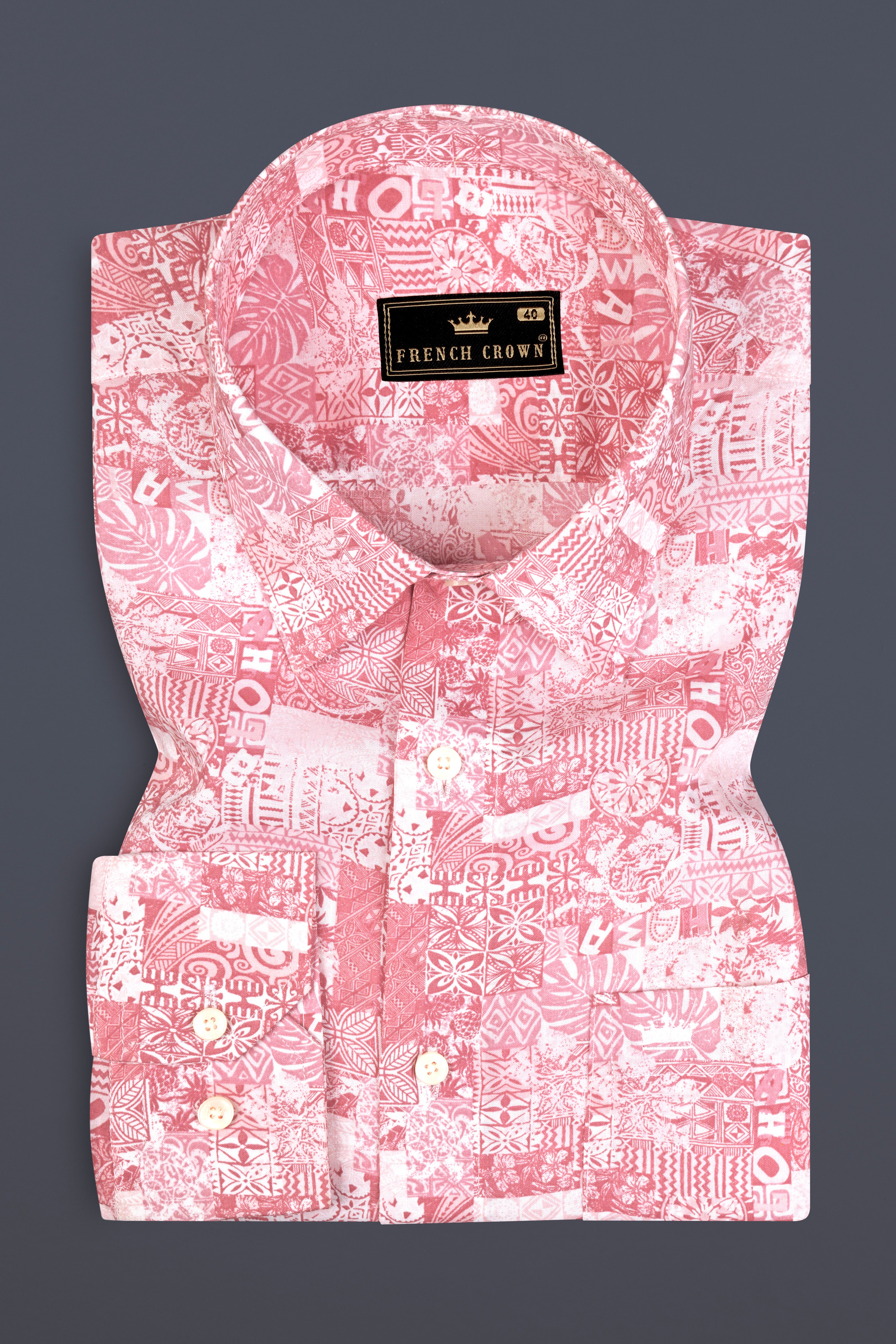 Froly Pink Tribal Printed Premium Cotton Shirt