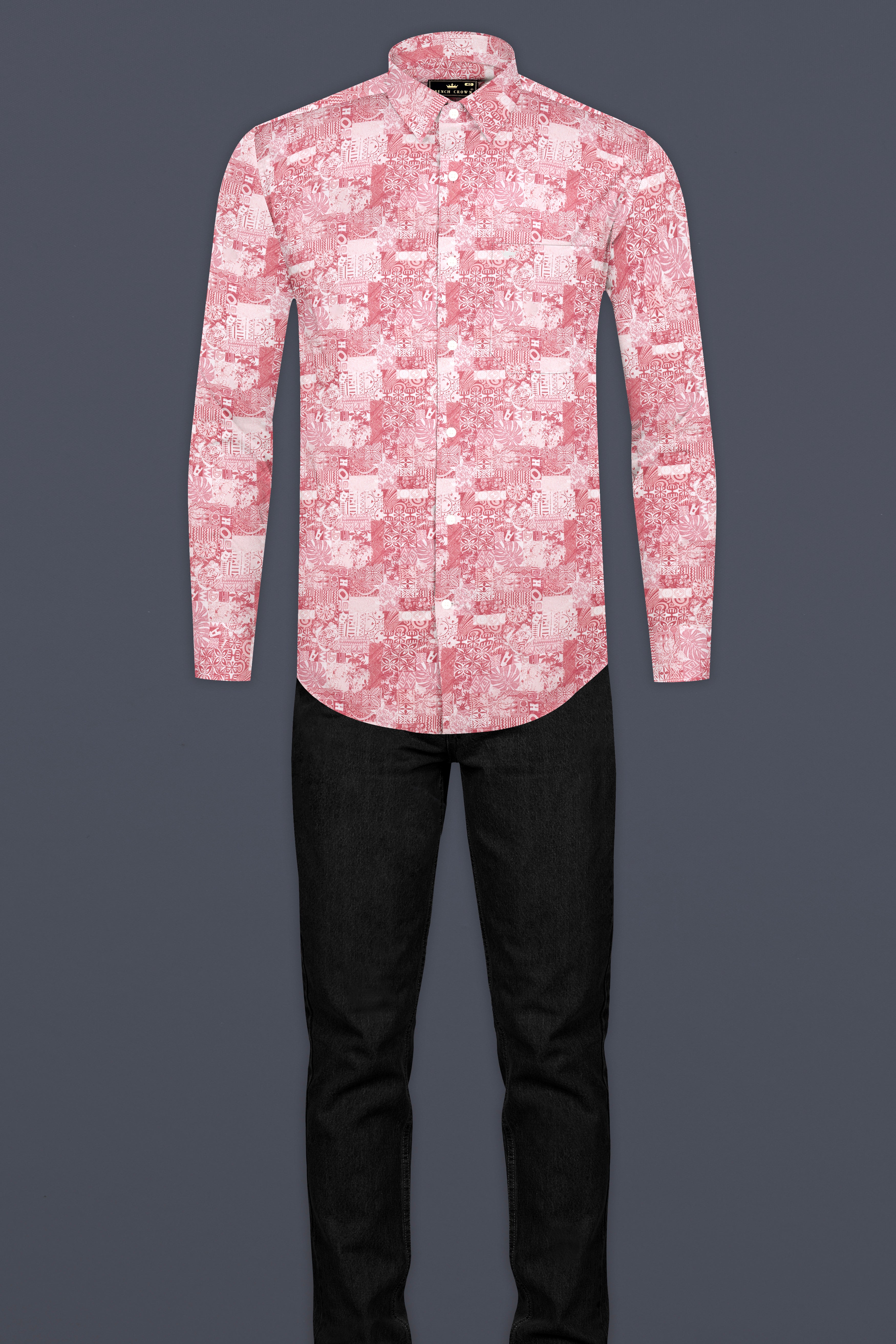 Froly Pink Tribal Printed Premium Cotton Shirt