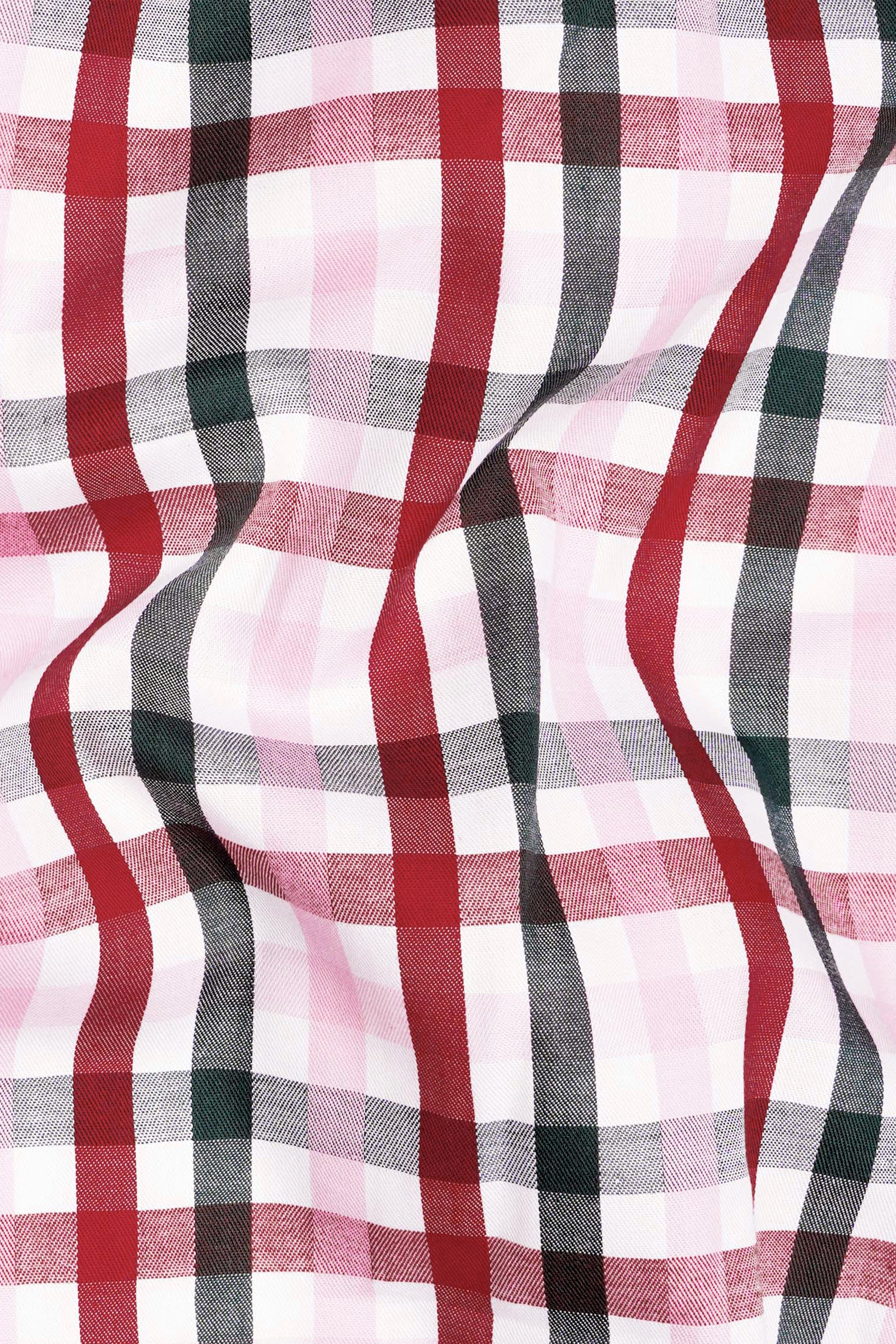 Reddish with White Plaid Twill Premium Cotton Shirt