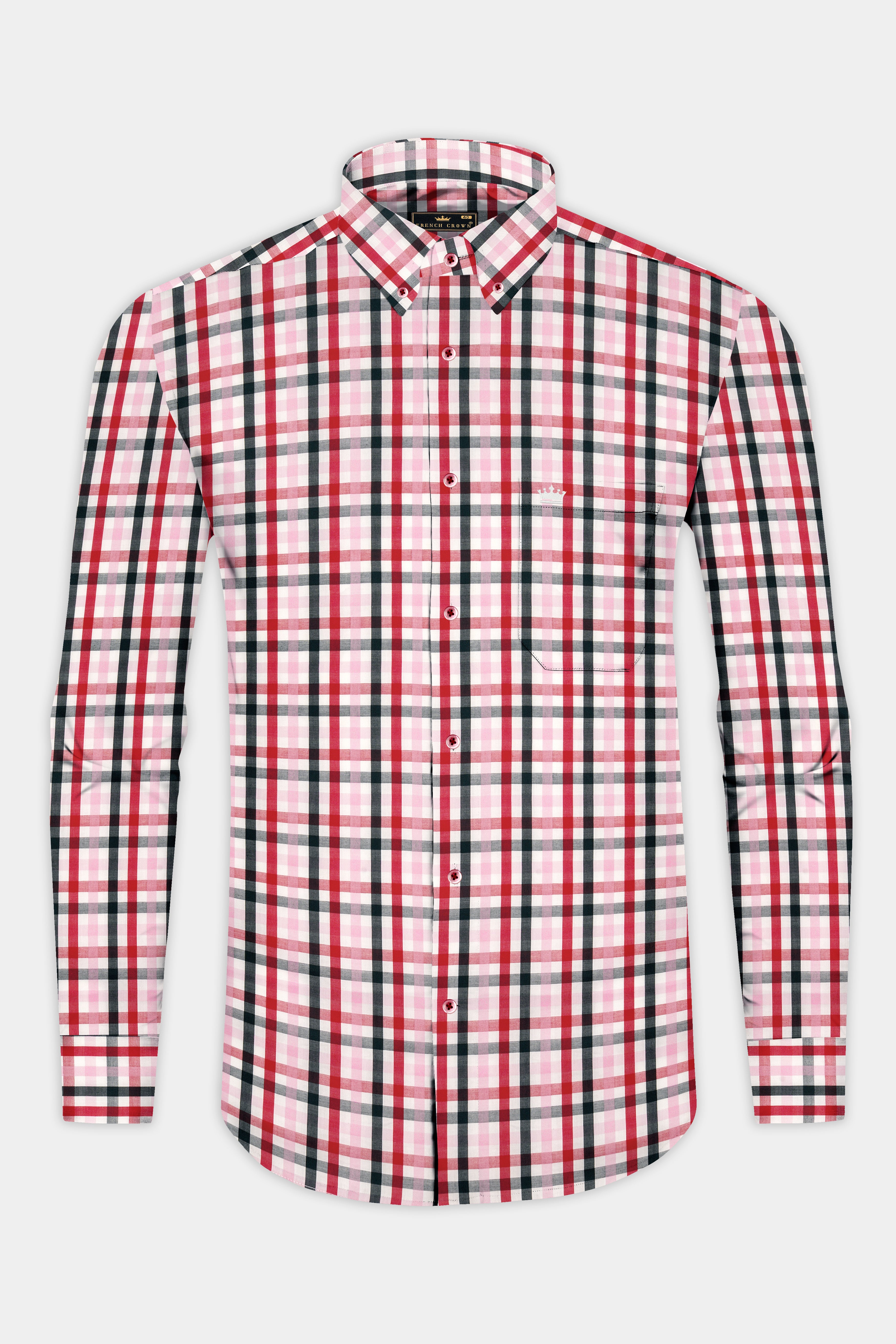 Reddish with White Plaid Twill Premium Cotton Shirt