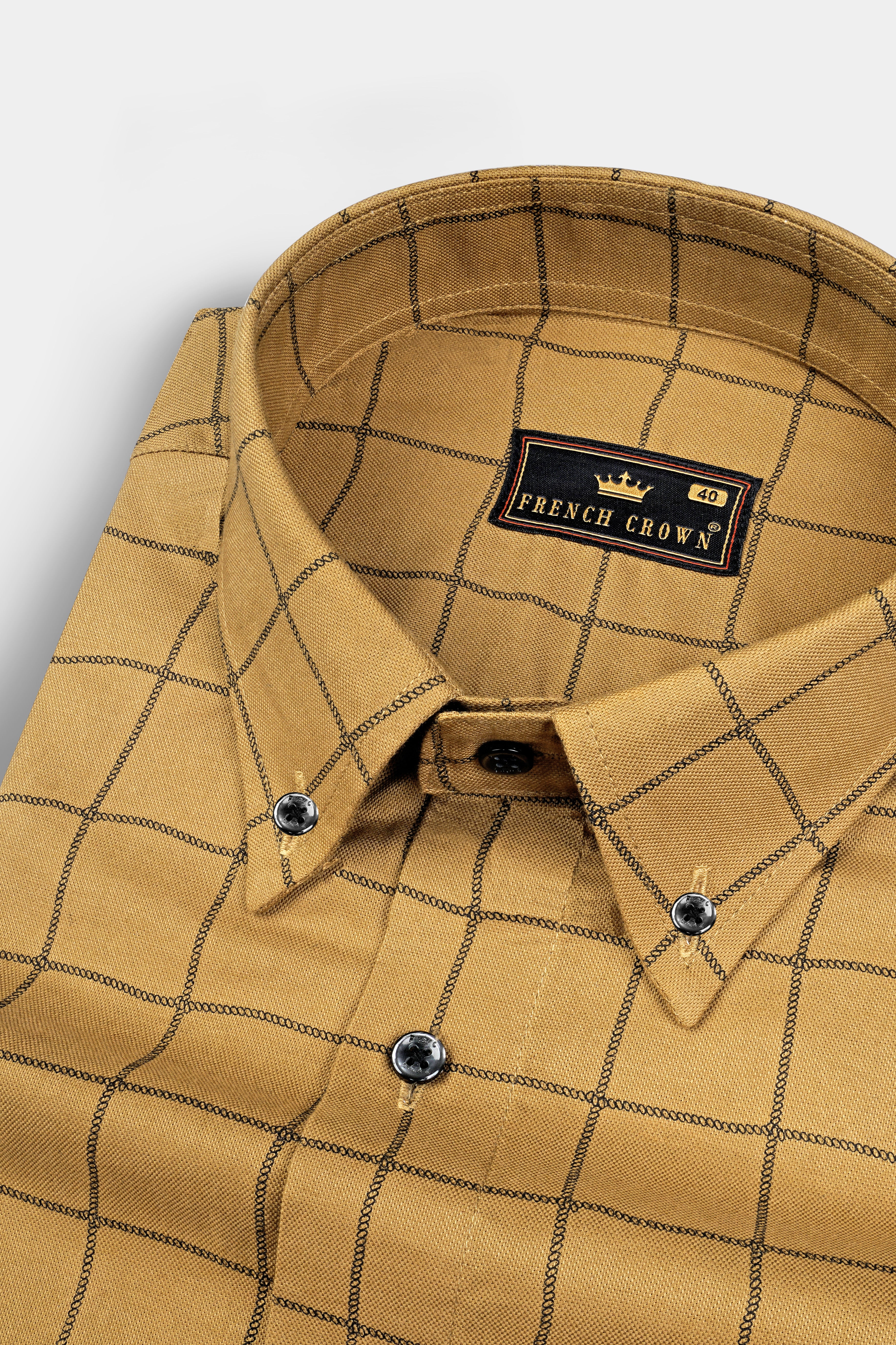 Muesli Brown Windowpane Royal Oxford Shirt